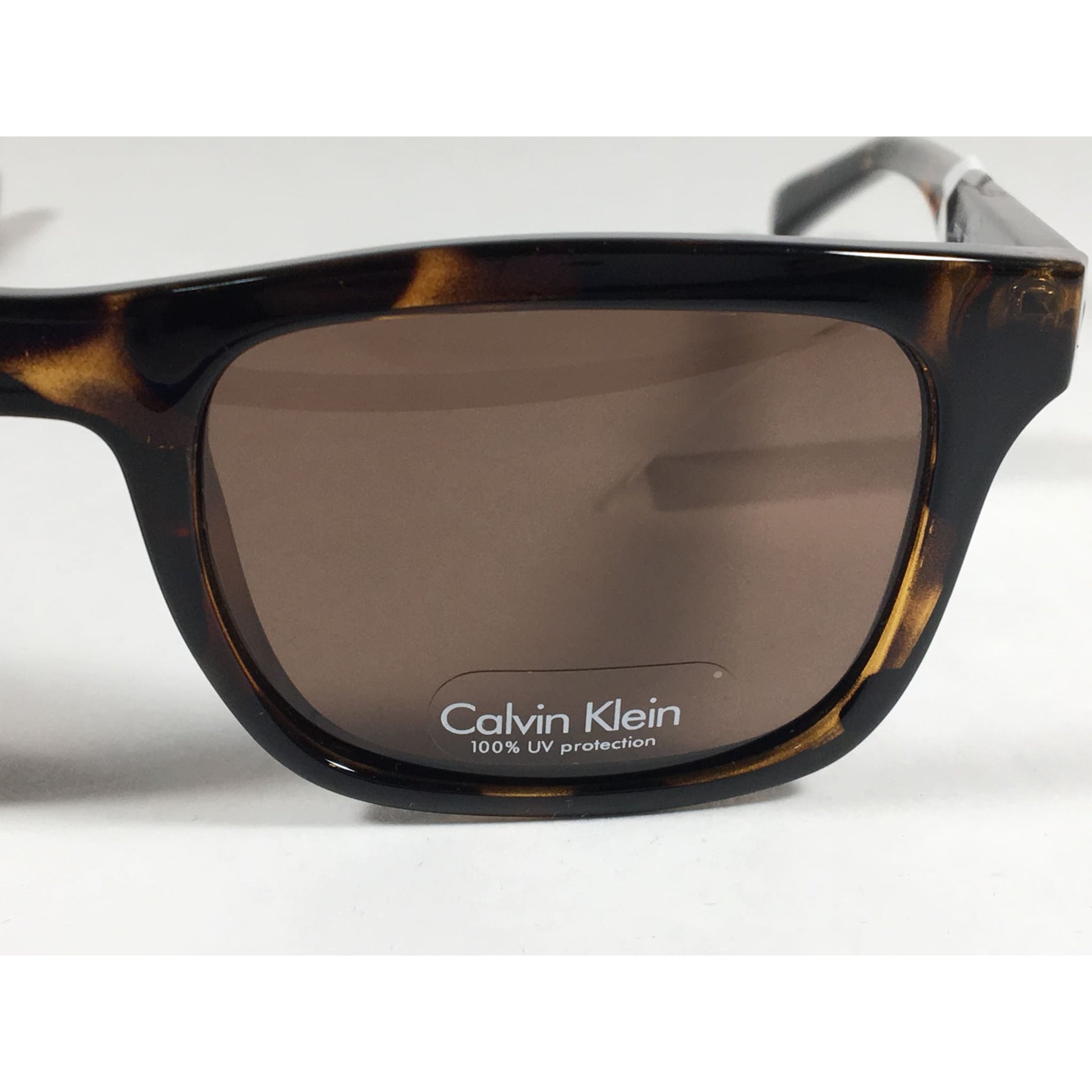 Calvin Klein R748S 206 Sleek Rectangle Sunglasses Brown Tortoise Brown Lens 50mm - Sunglasses