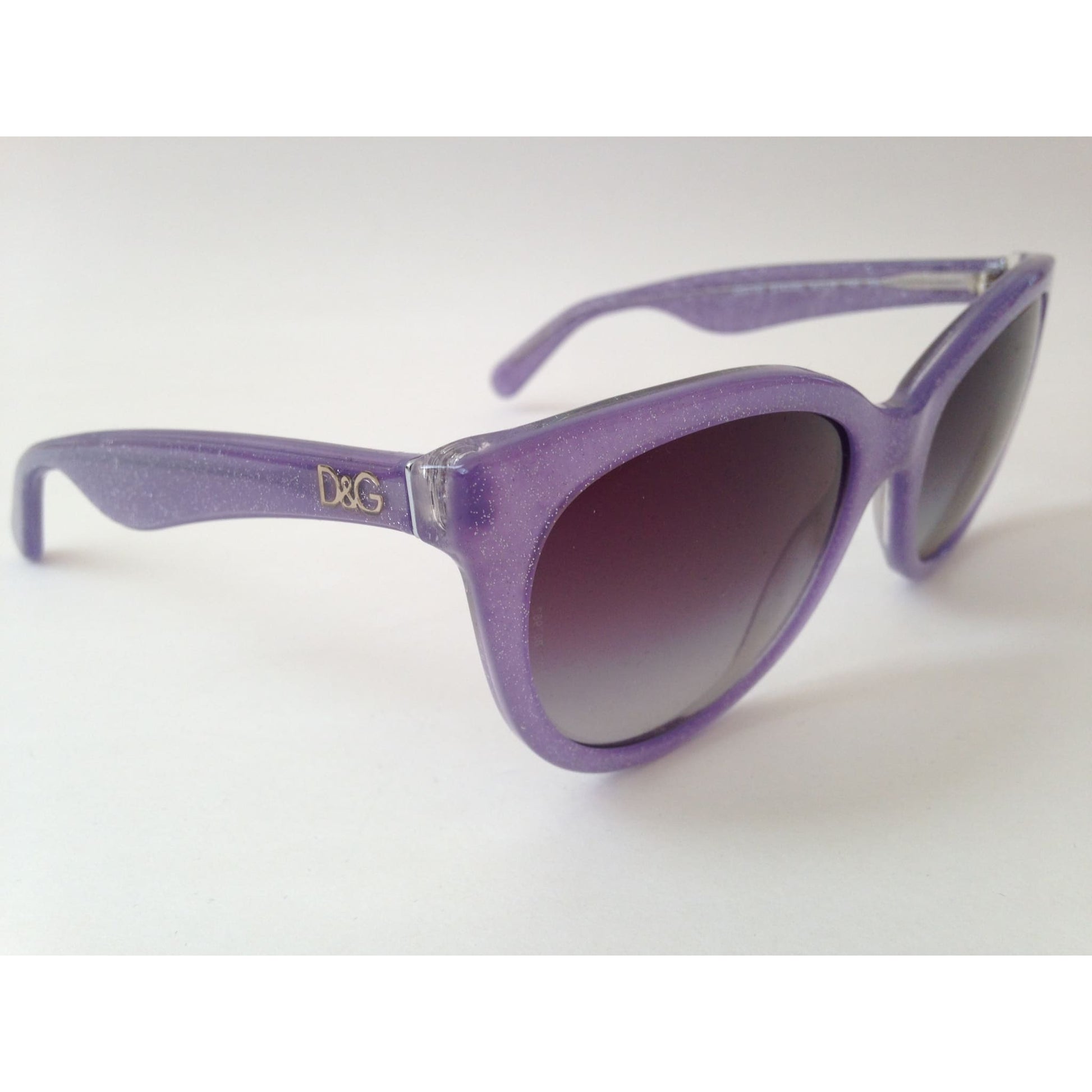 Dolce Gabbana Sunglasses DG4192 2742/8G D&G Round Cat Eye Lens Purple Glitter Frame - Sunglasses