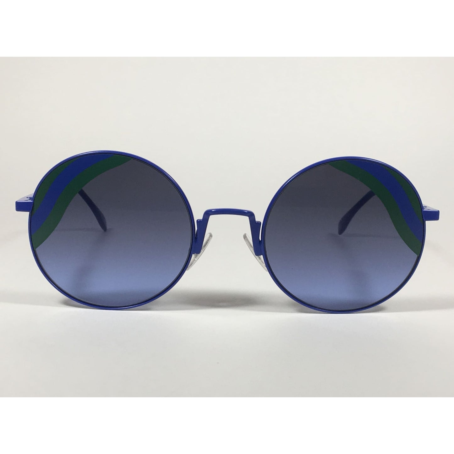 Fendi Round Sunglasses Blue Green Metal Frame Gray Smoke Lens FF0248/S PJP BLUE - Sunglasses