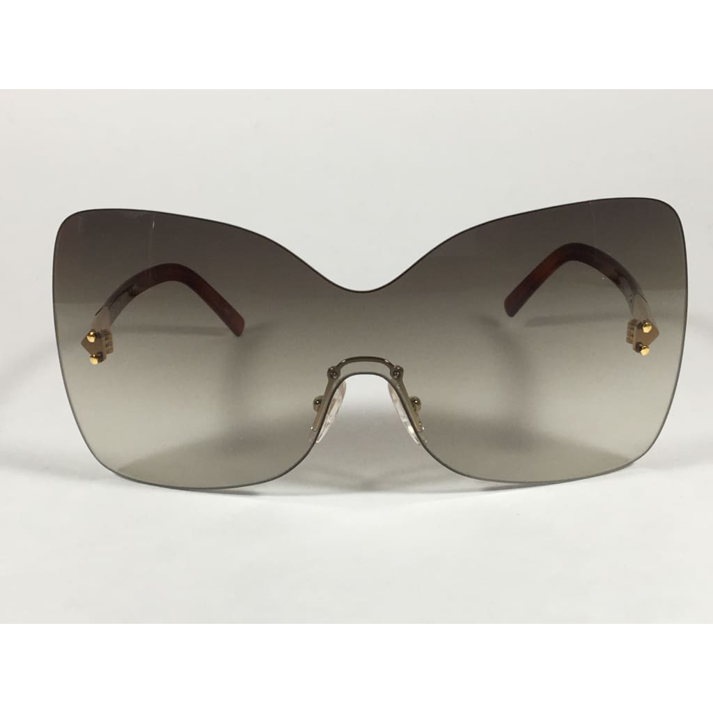 Fendi Runway Sunglasses Oversized Shield Butterfly Gray Green Gradient Lens Havana Frame Fs5273 315 - Sunglasses