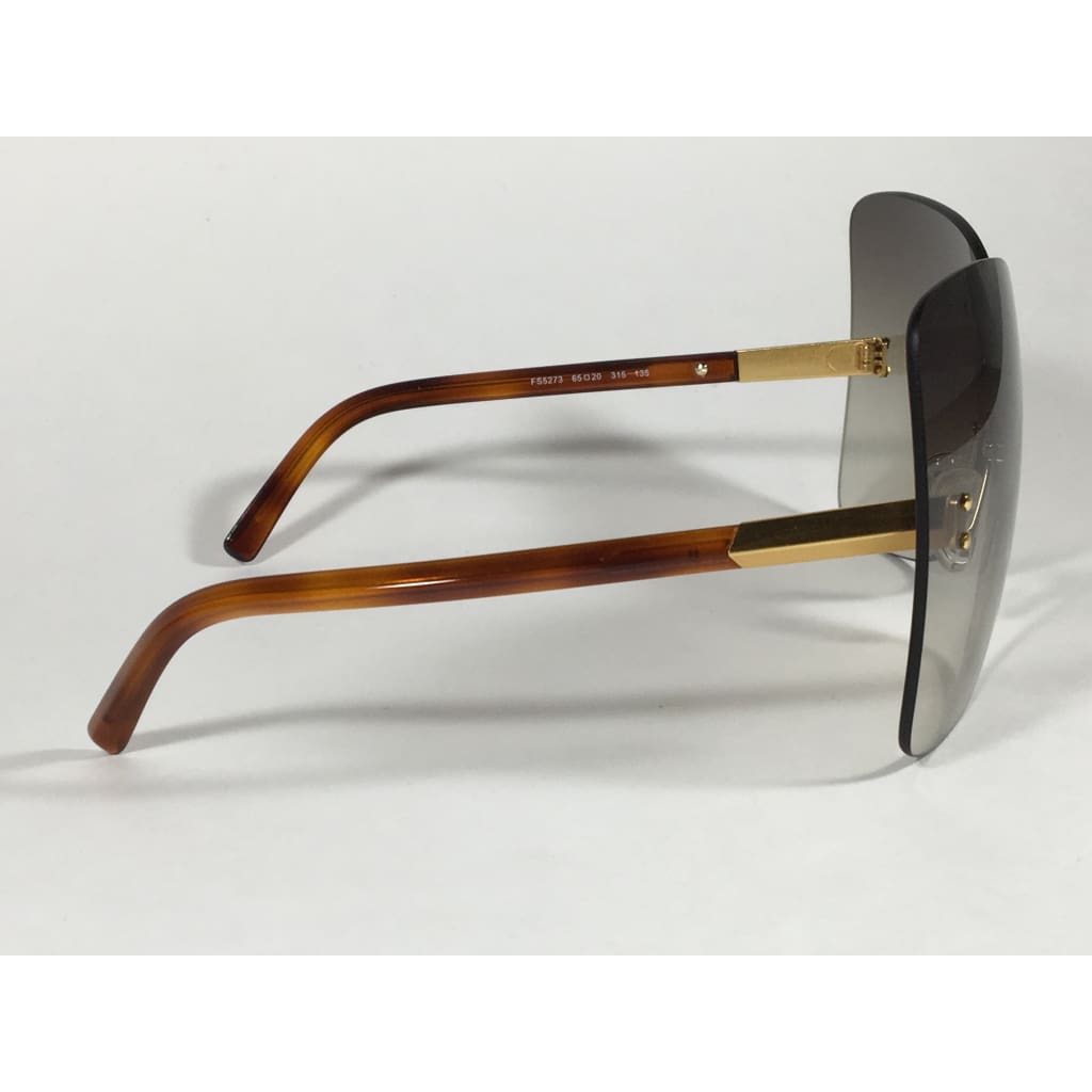 Fendi Runway Sunglasses Oversized Shield Butterfly Gray Green Gradient Lens Havana Frame Fs5273 315 - Sunglasses