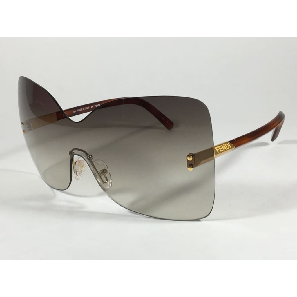 Fendi Runway Sunglasses Oversized Shield Butterfly Gray Green Gradient Lens Havana Frame Fs5273 315 - Sunglasses