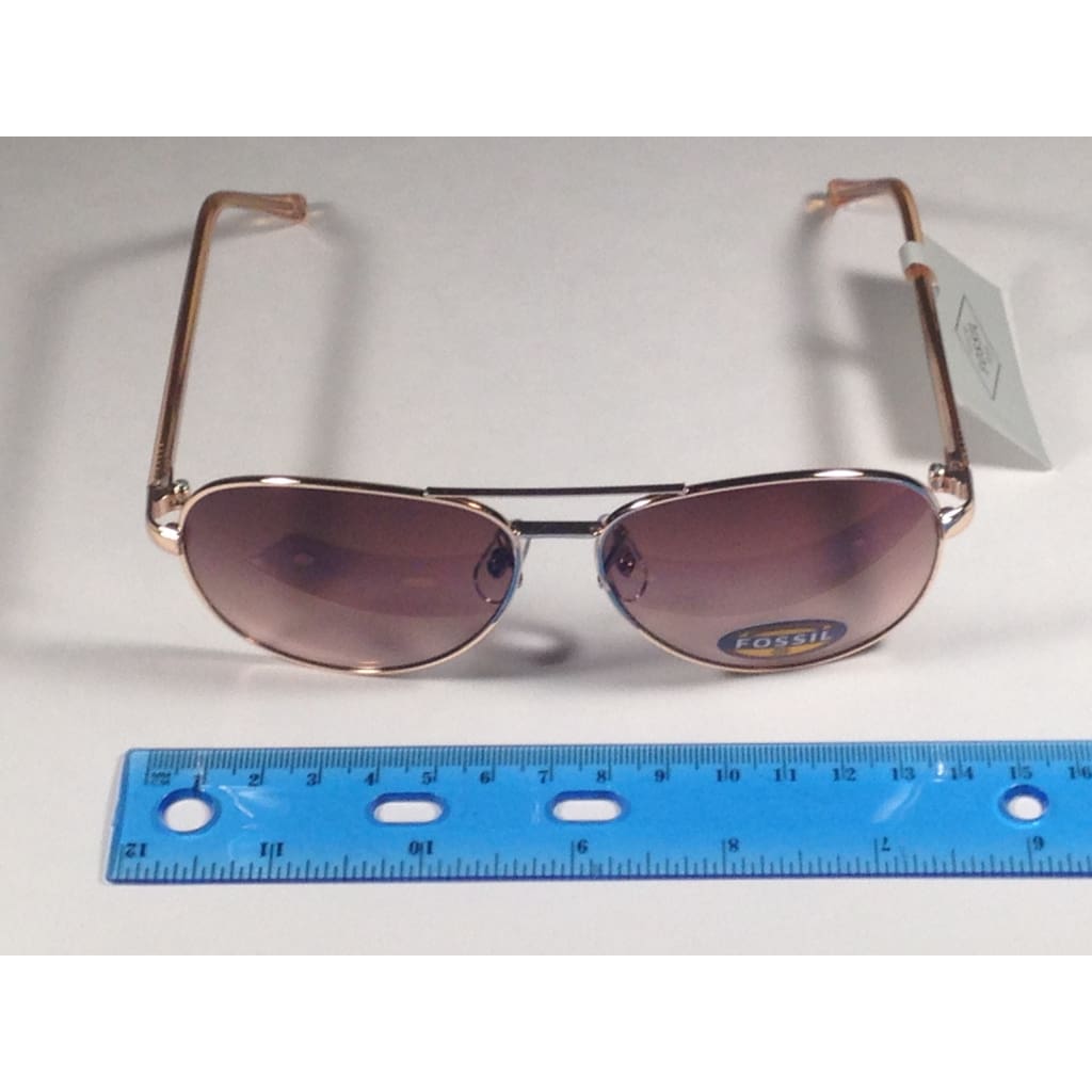 Fossil Aviator Pilot Sunglasses Rose Gold Frame Brown Gradient Lens Fw12 - Sunglasses