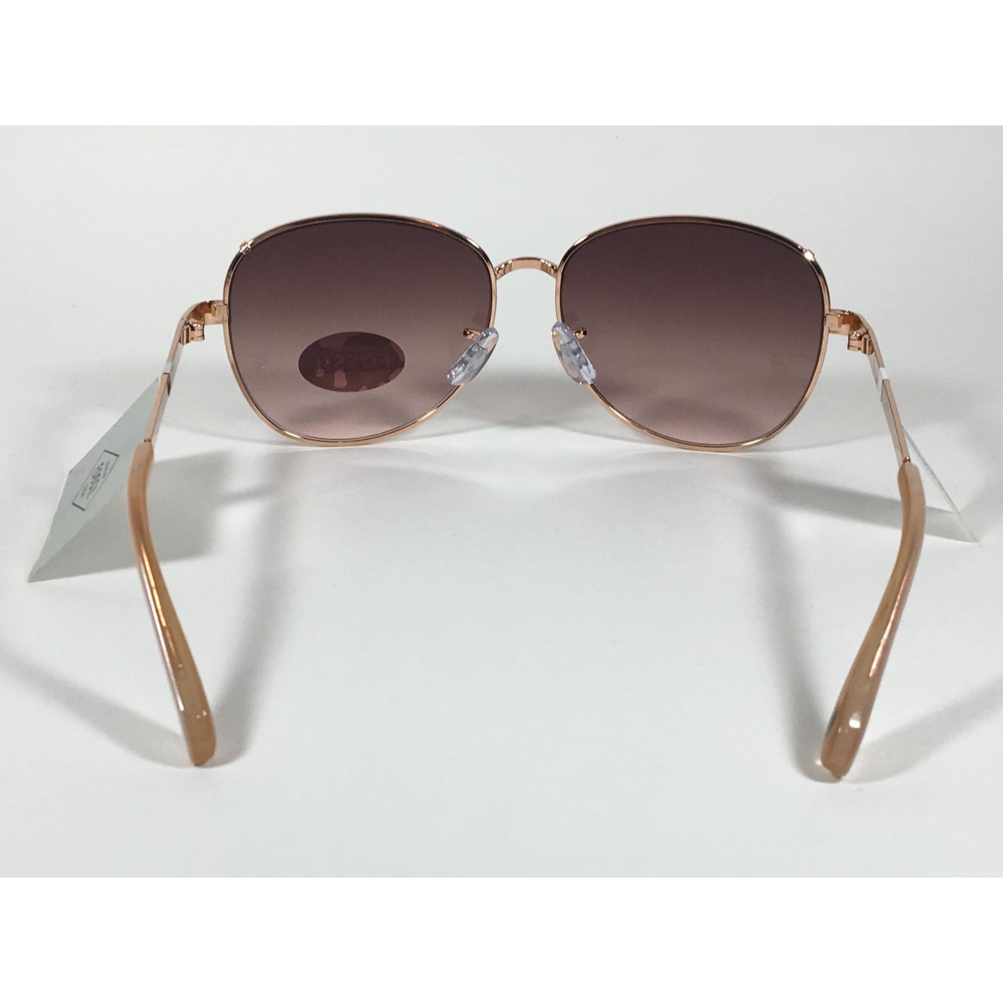 Fossil FW107 Aviator Sunglasses Rose Gold Metal Frame Brown Pink Gradient Lens - Sunglasses