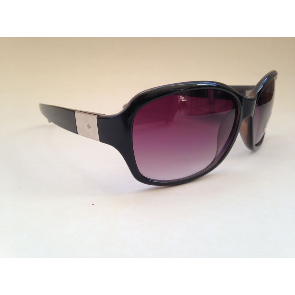 Fossil Fw20 Oval Wrap Sunglasses Womens Black Frame Purple Gray Gradient Lens - Sunglasses