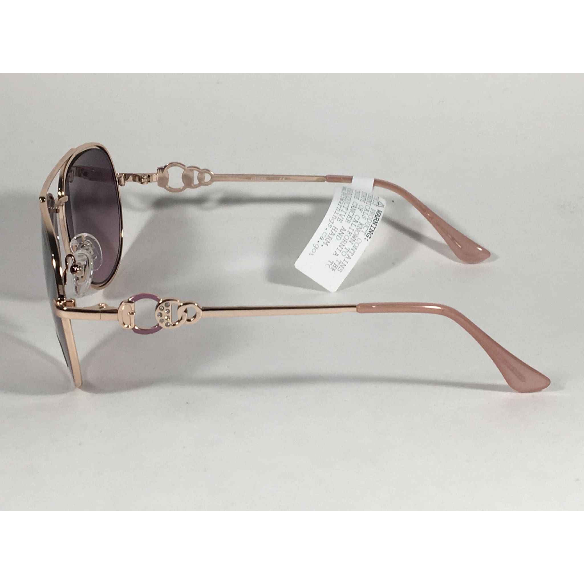 Guess Aviator Pilot Sunglasses Nude Peach Rose Gold Metal Semi