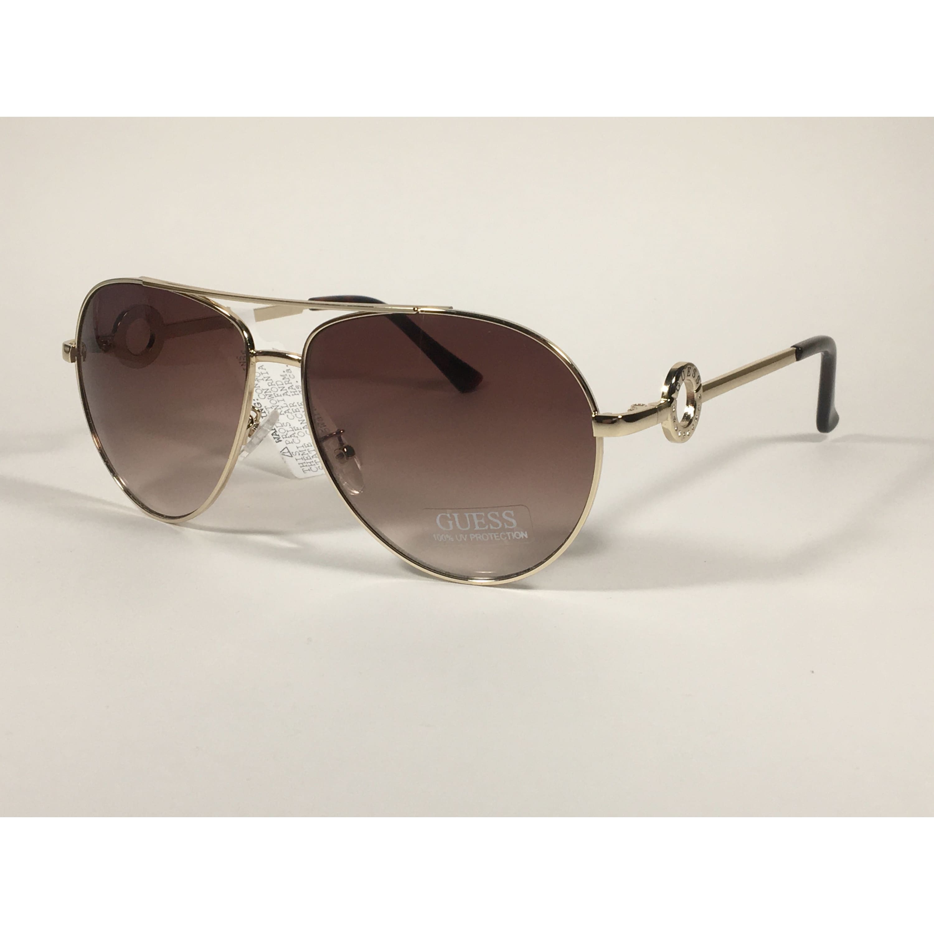 Guess Aviator Sunglasses Gold Frame Brown Gradient Lens GF0364 32F TheSunglassFashion