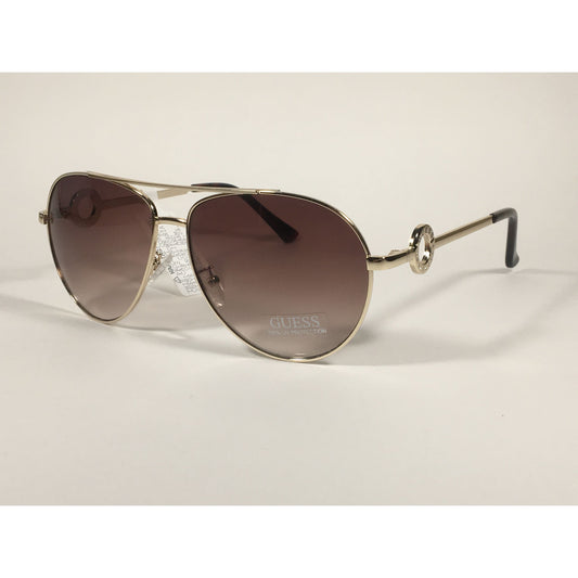 Guess Aviator Sunglasses Gold Frame Brown Gradient Lens GF0364 32F - Sunglasses