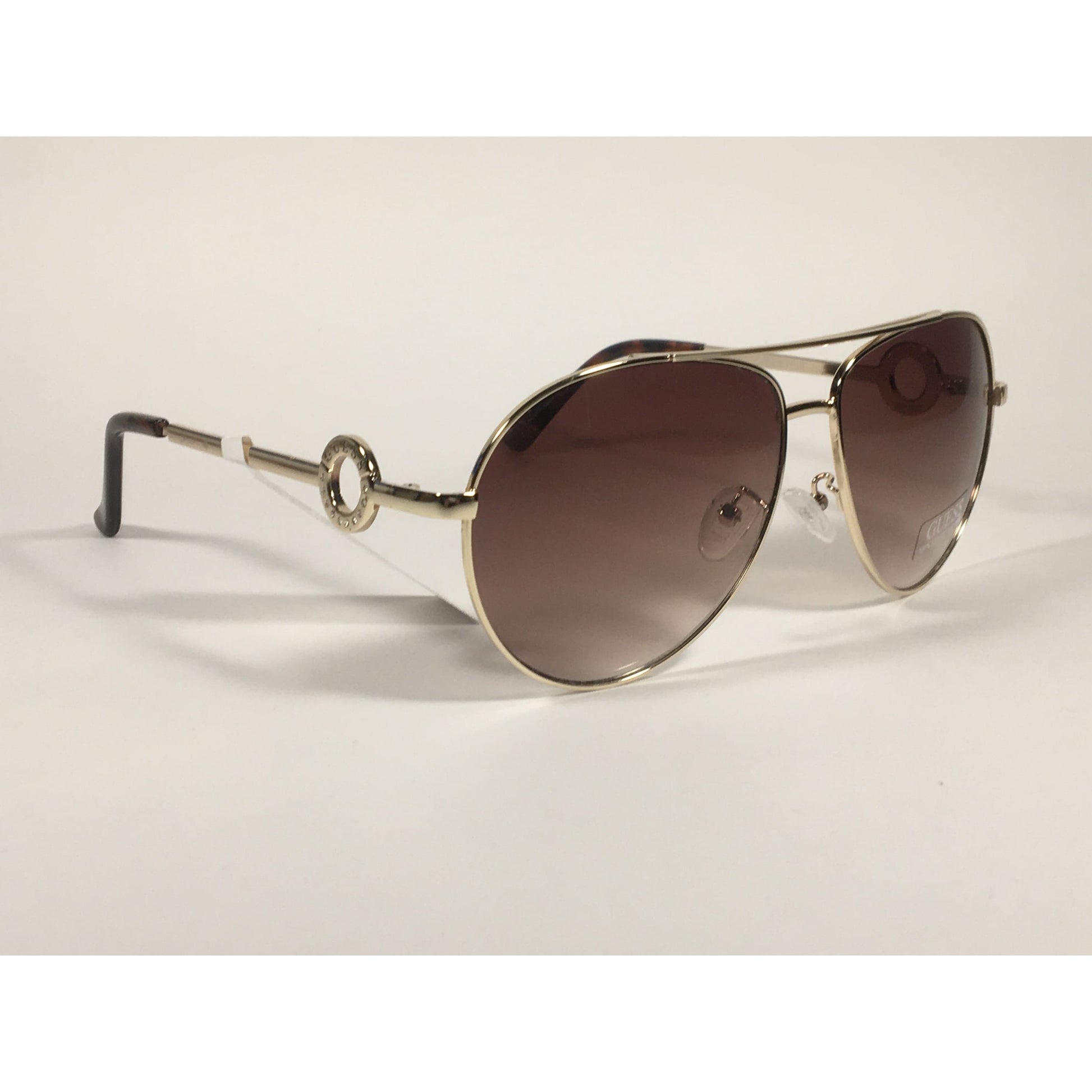 Guess Aviator Sunglasses Gold Frame Brown Gradient Lens GF0364 32F - Sunglasses