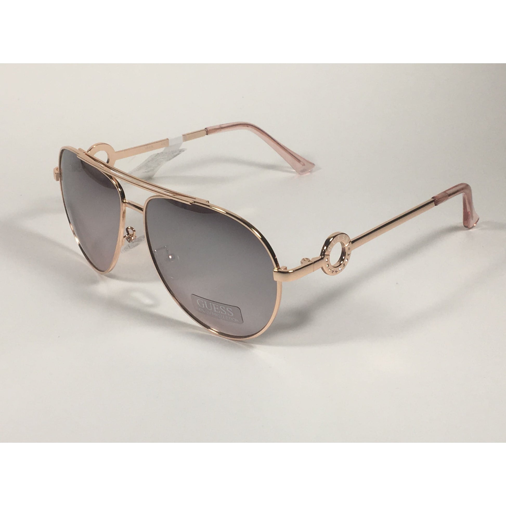 Guess Aviator Sunglasses Rose Gold Frame Silver Mirror Lens GF0364 28U - Sunglasses