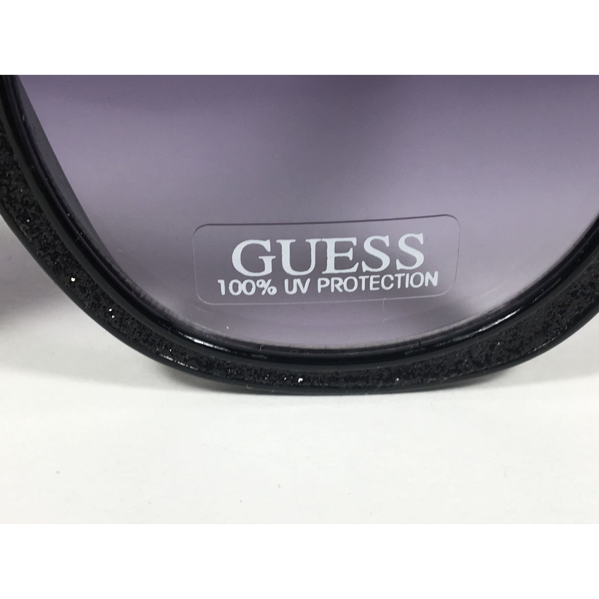 Guess Cat Eye Sunglasses Black Frame Black Glitter With Gray Purple Smoke Lens GF0358 01B - Sunglasses