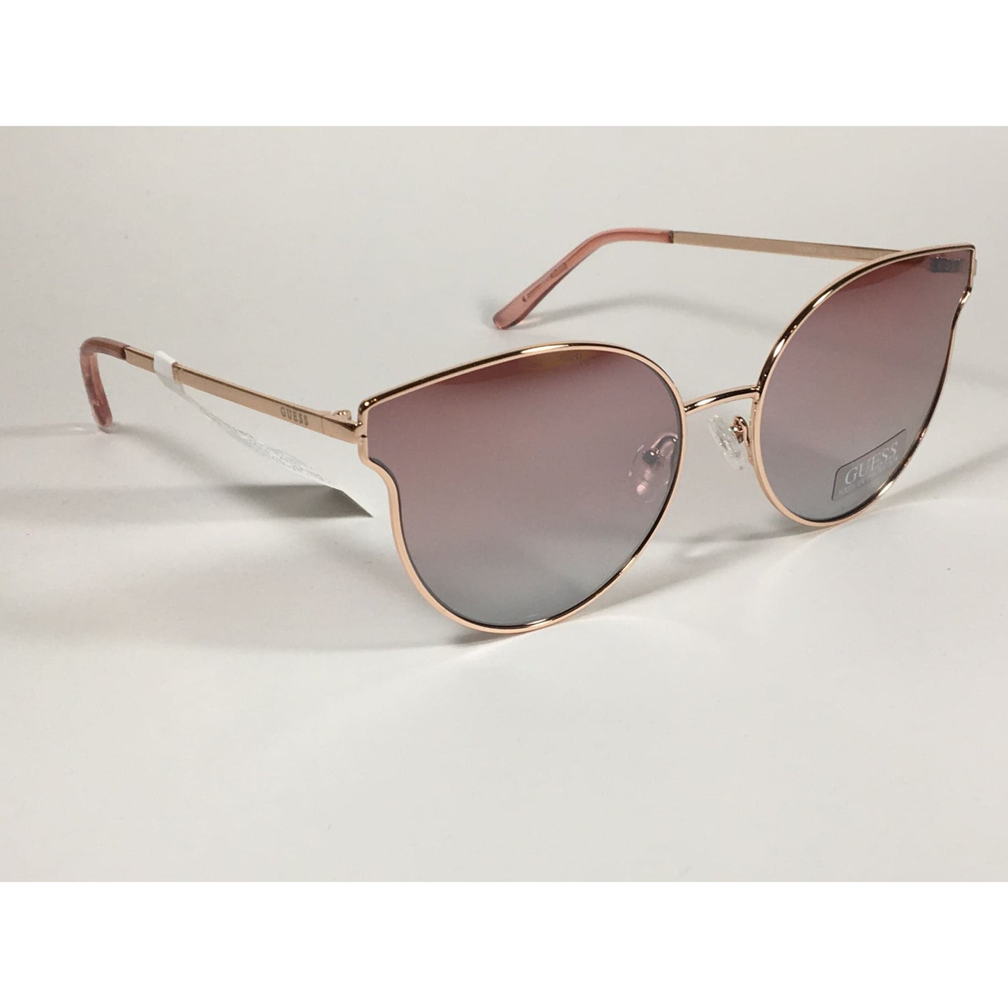 Guess Cat Eye Sunglasses Peach Rose Gold Metal Silver Mirror Lens GF0353 28U - Sunglasses