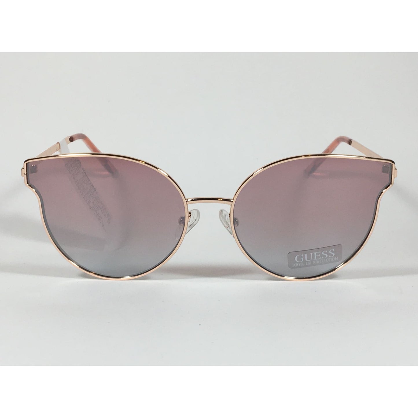 Guess Cat Eye Sunglasses Peach Rose Gold Metal Silver Mirror Lens GF0353 28U - Sunglasses