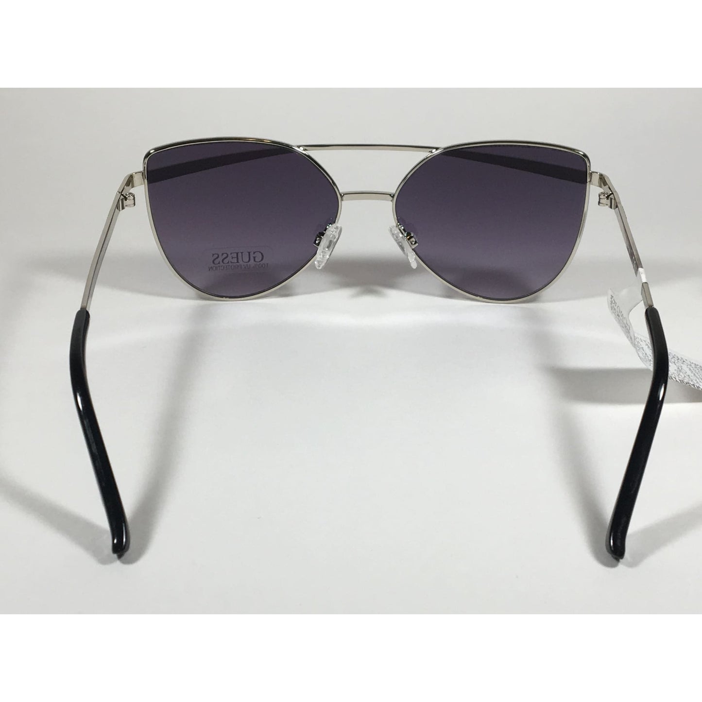 Guess Cat Eye Sunglasses Silver Metal Gray Purple Smoke Gradient Lens GF0332 108 - Sunglasses