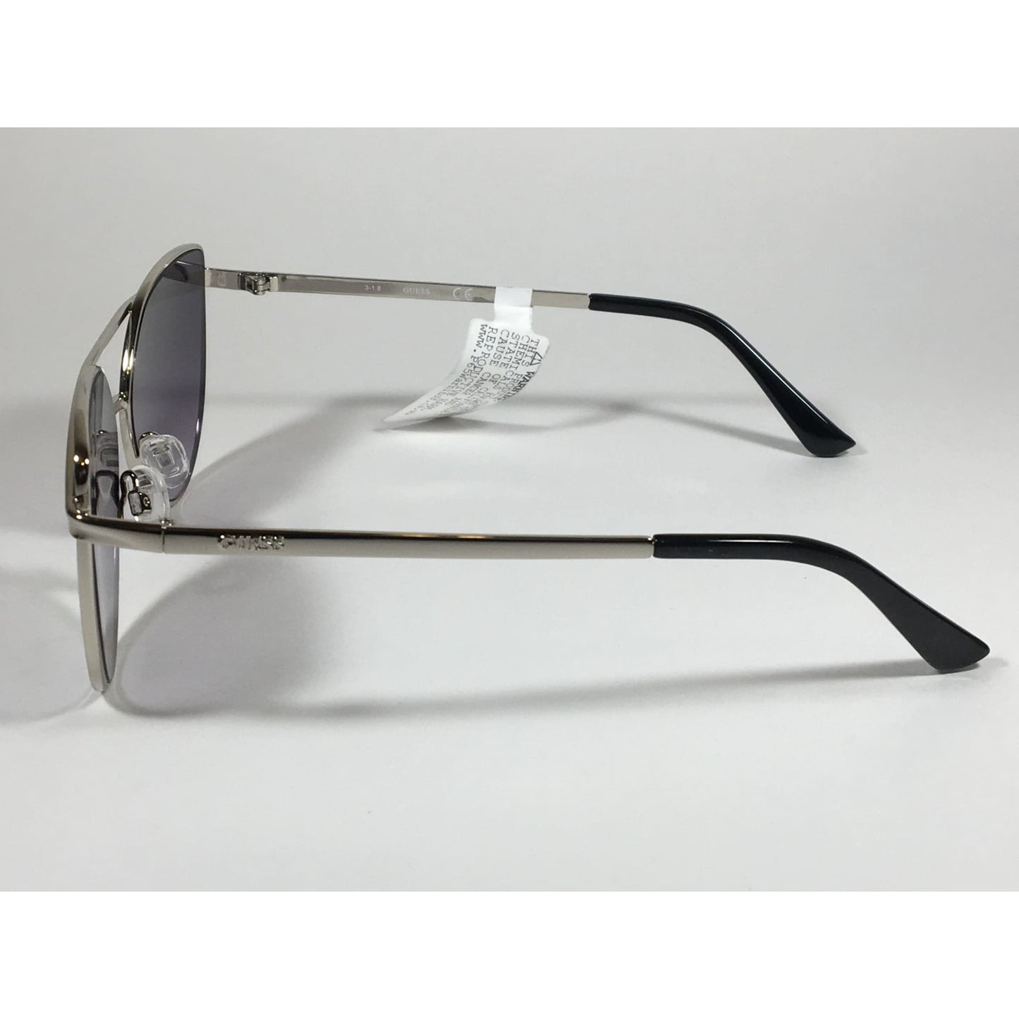 Guess Cat Eye Sunglasses Silver Metal Gray Purple Smoke Gradient Lens GF0332 108 - Sunglasses
