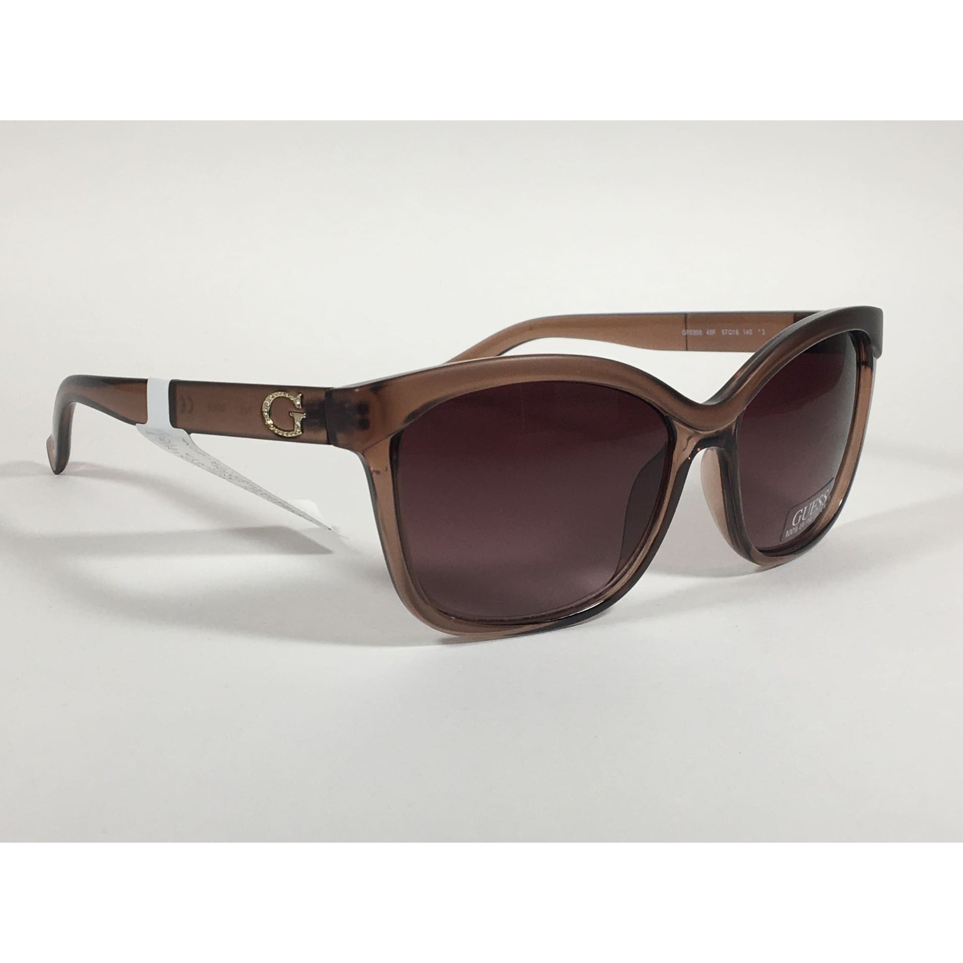 Guess Designer Sunglasses Brown Crystal Brown Gradient Lens GF0300 45F - Sunglasses