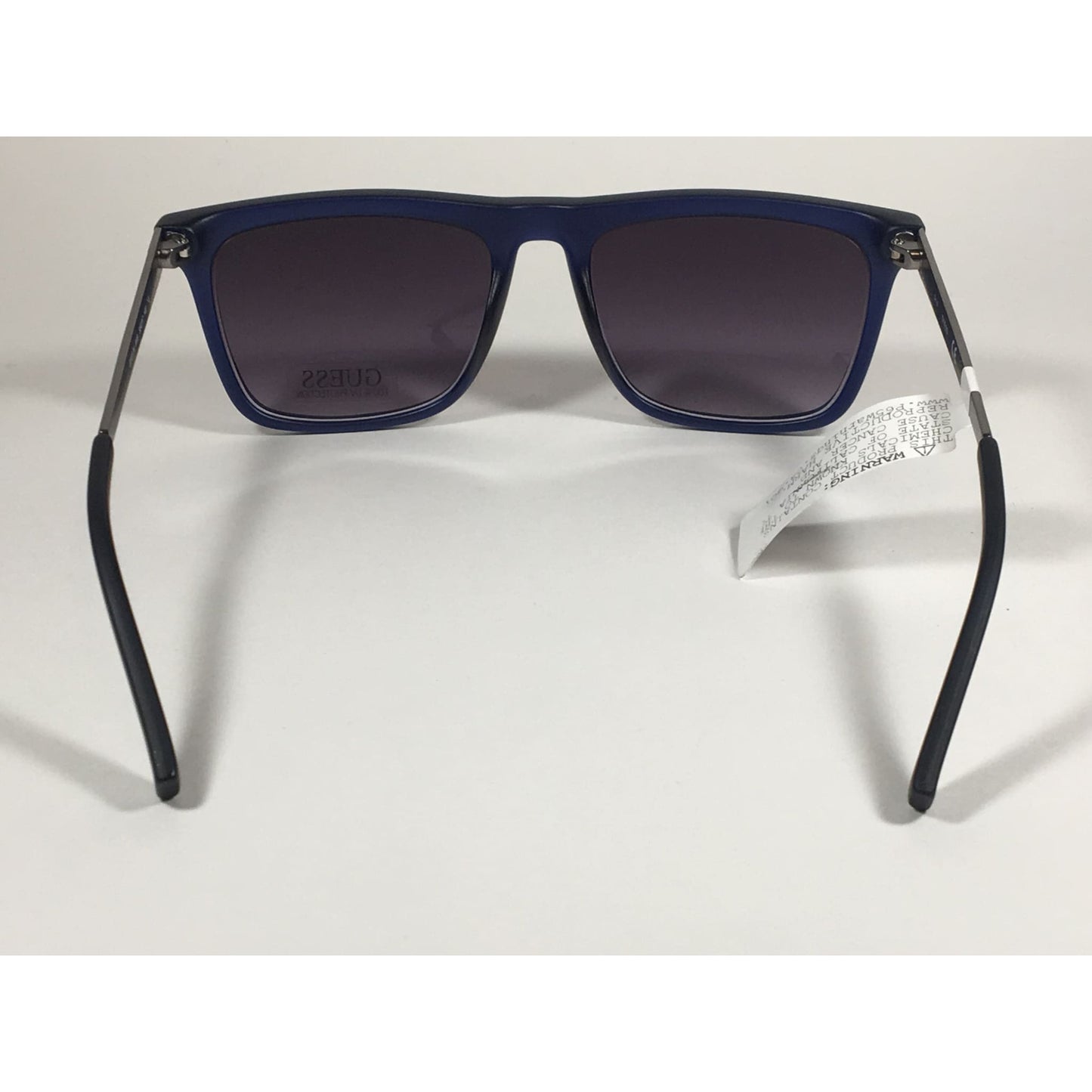 Guess Flat Top Square Sunglasses Matte Blue Gunmetal Smoke Lens GF0176 91B - Sunglasses