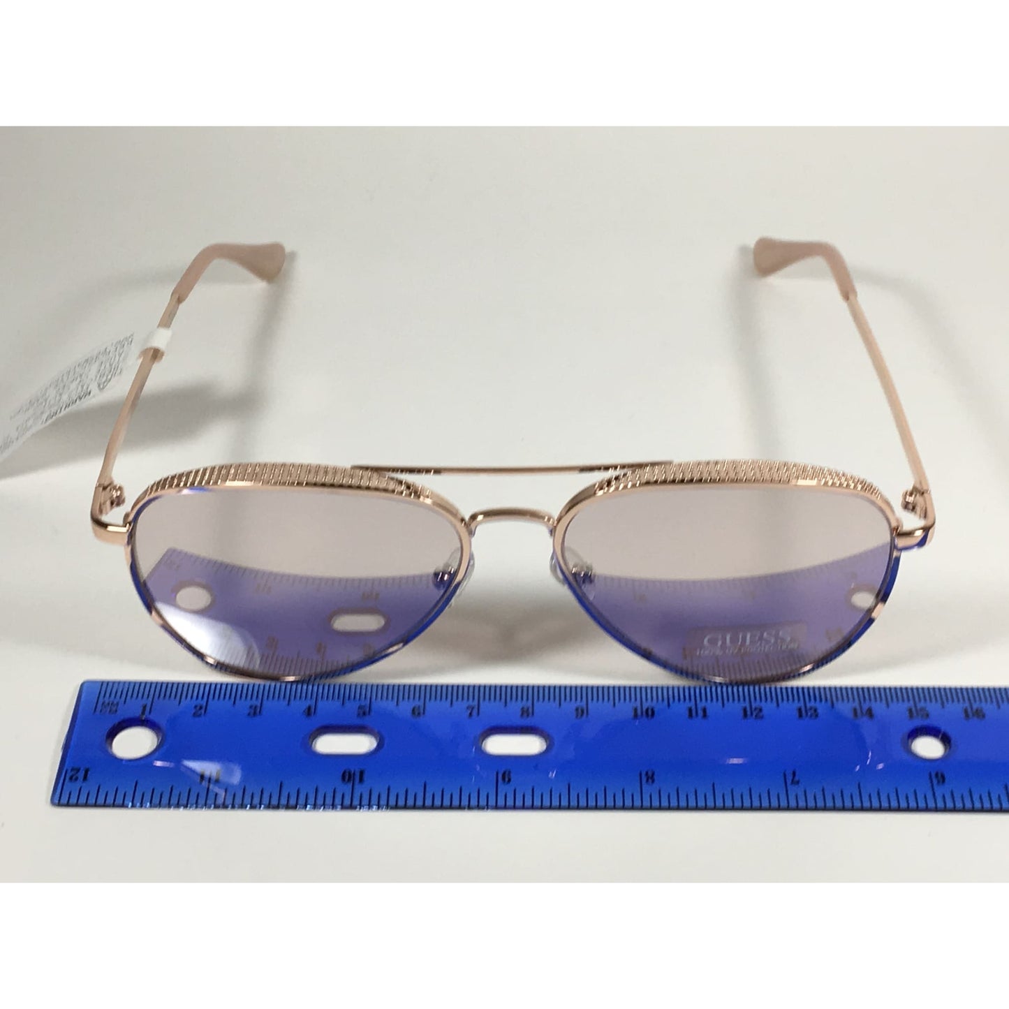 Guess Heavy Aviator Sunglasses Rose Gold Metal Frame Silver Mirror Flash Lens GF0350 28U - Sunglasses