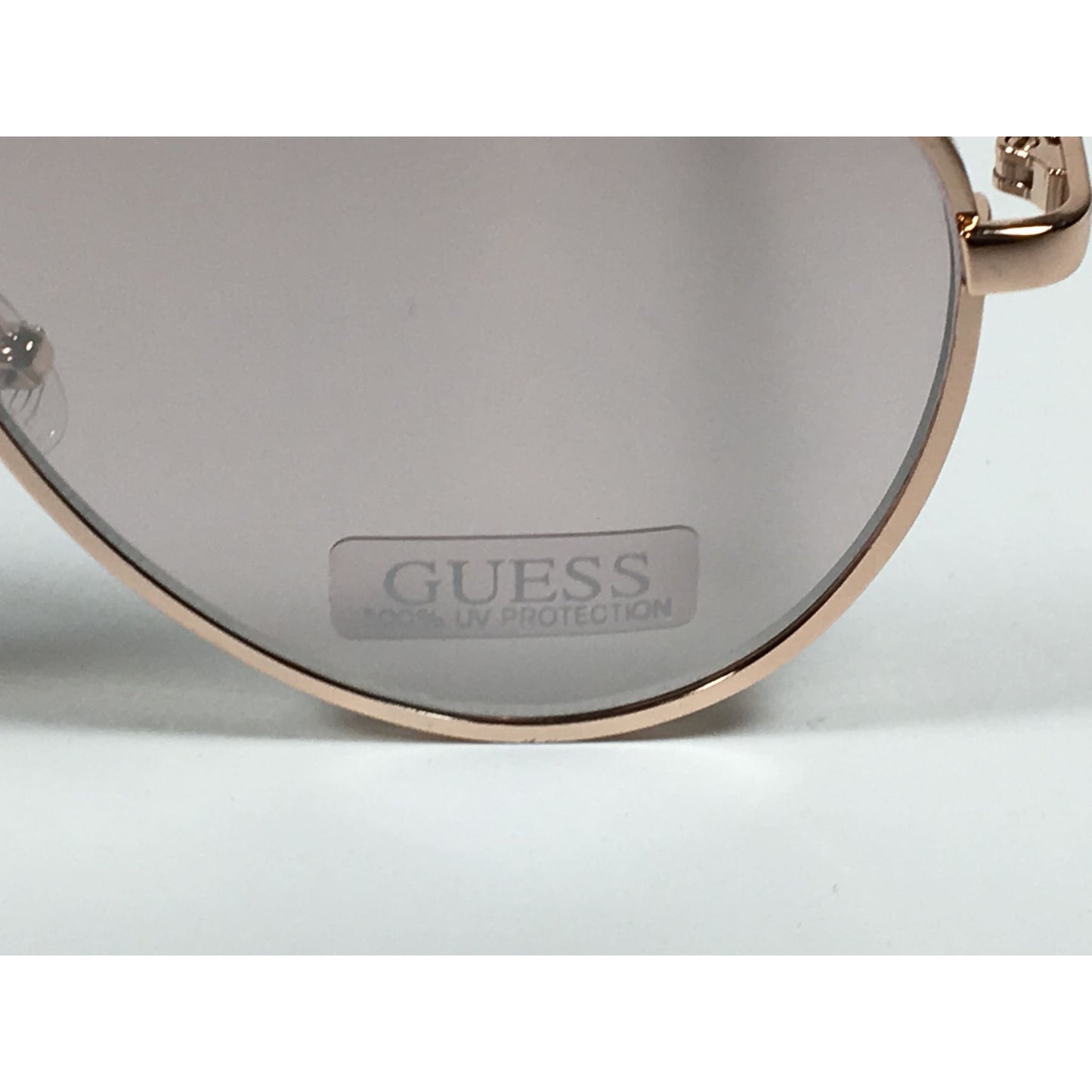 Guess Heavy Aviator Sunglasses Rose Gold Metal Frame Silver Mirror Flash Lens GF0350 28U - Sunglasses