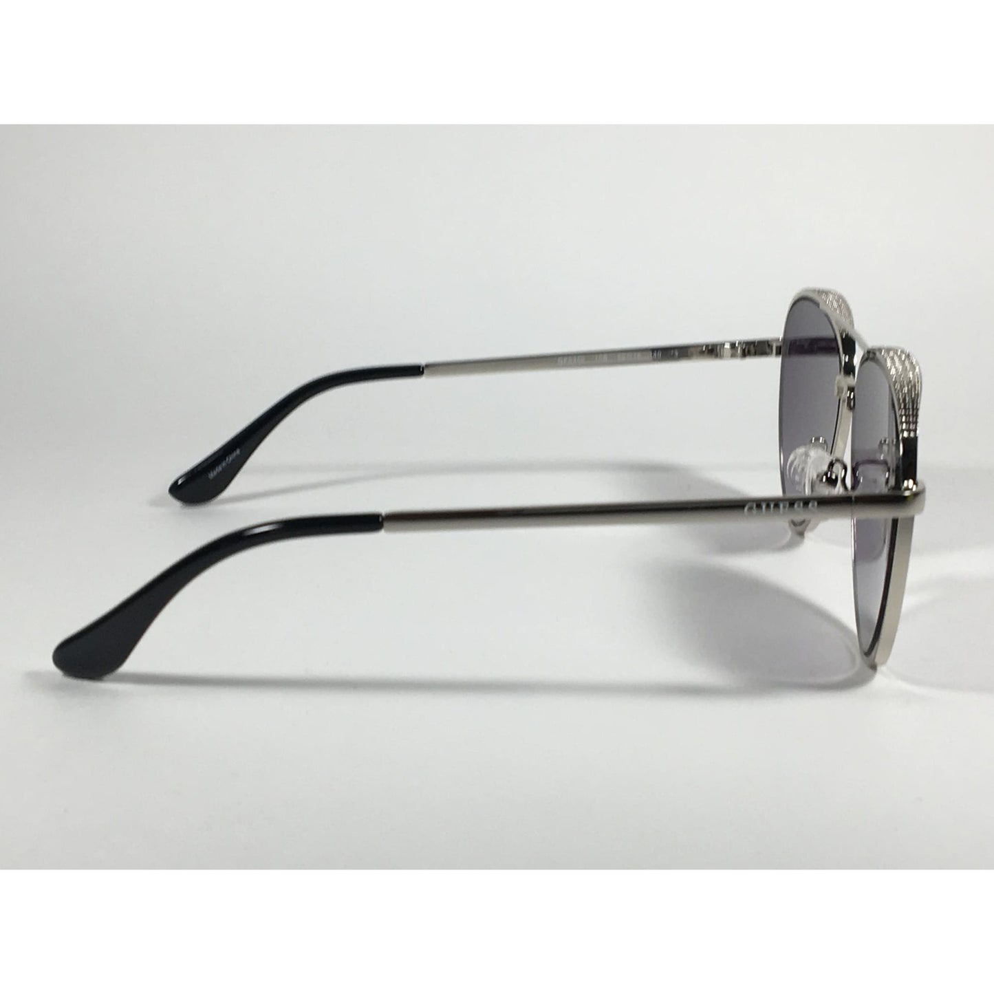 Guess Heavy Aviator Sunglasses Silver Metal Frame Gray Smoke Gradient Lens GF0350 10B - Sunglasses