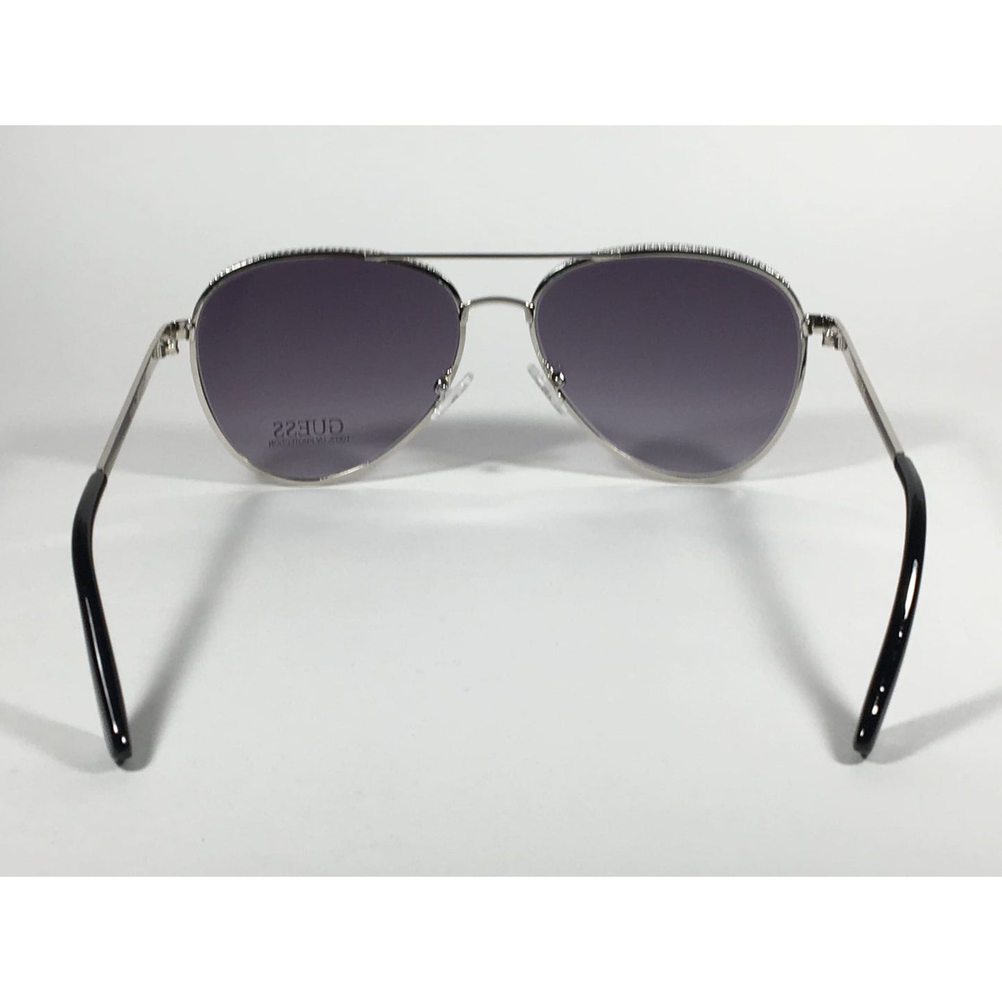 Guess Heavy Aviator Sunglasses Silver Metal Frame Gray Smoke Gradient Lens GF0350 10B - Sunglasses