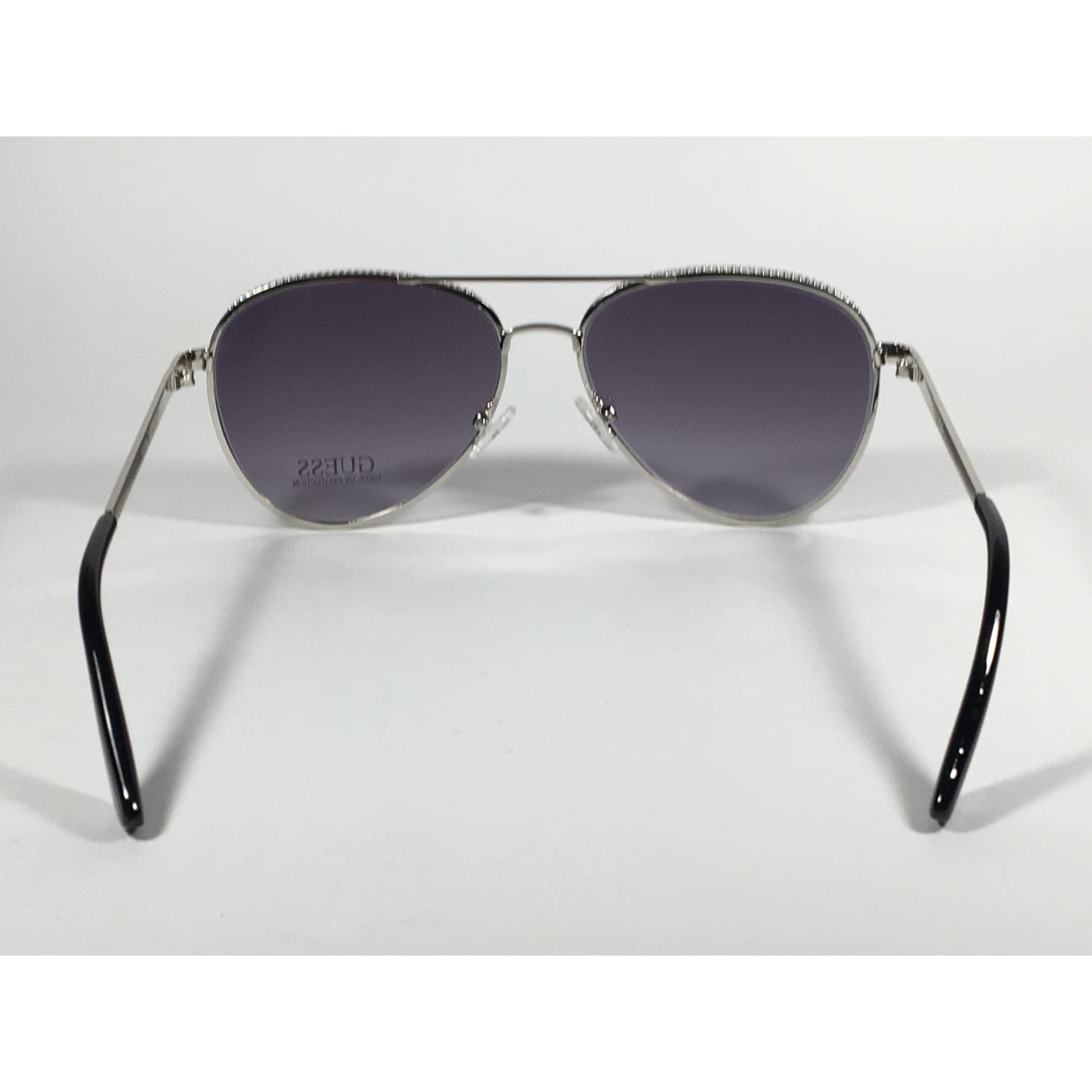 Guess Heavy Aviator Sunglasses Silver Metal Frame Gray Smoke Gradient Lens GF0350 10B - Sunglasses