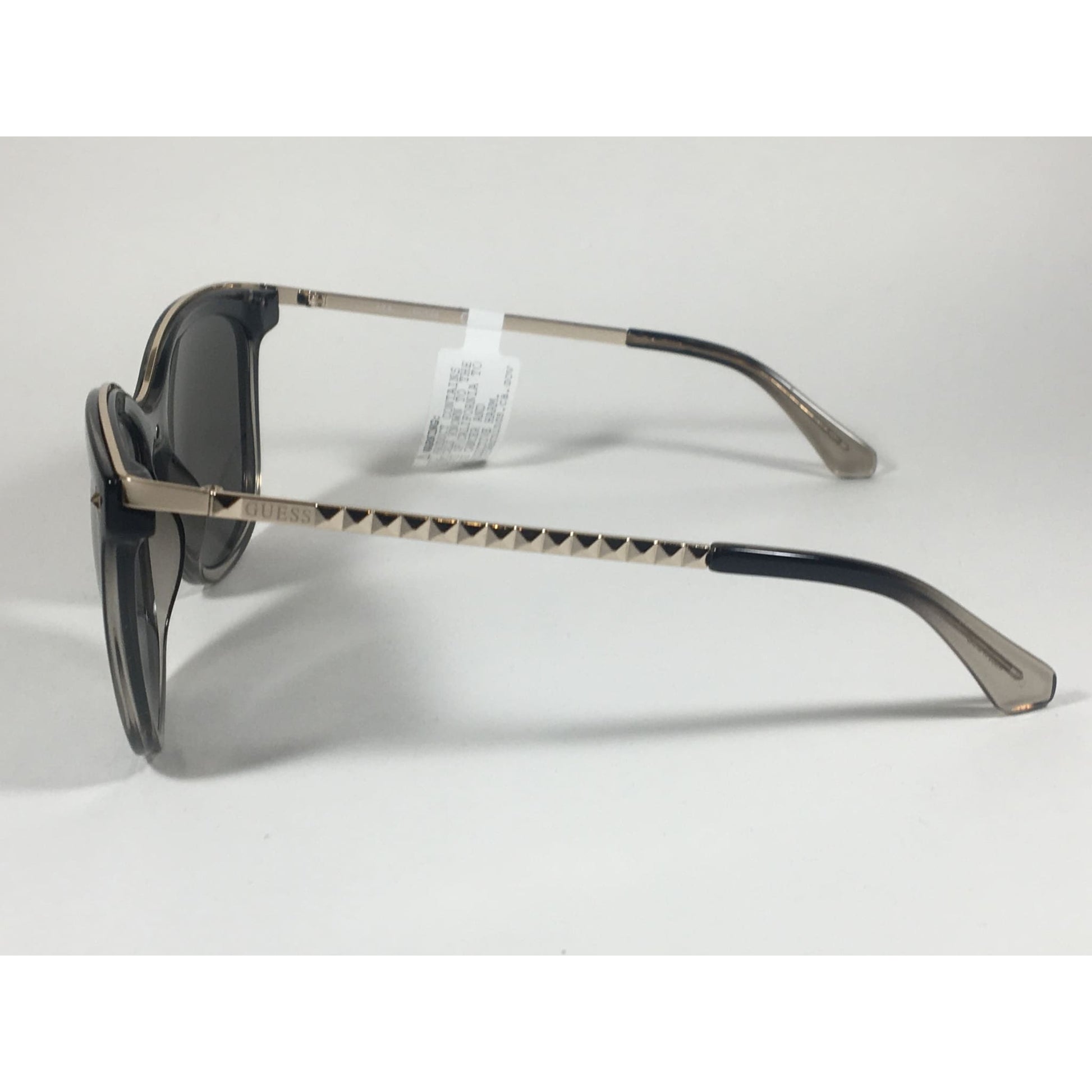 Guess Oversized Designer Sunglasses Black Crystal and Gold Silver Mirror Lens GF0302 05C - Sunglasses