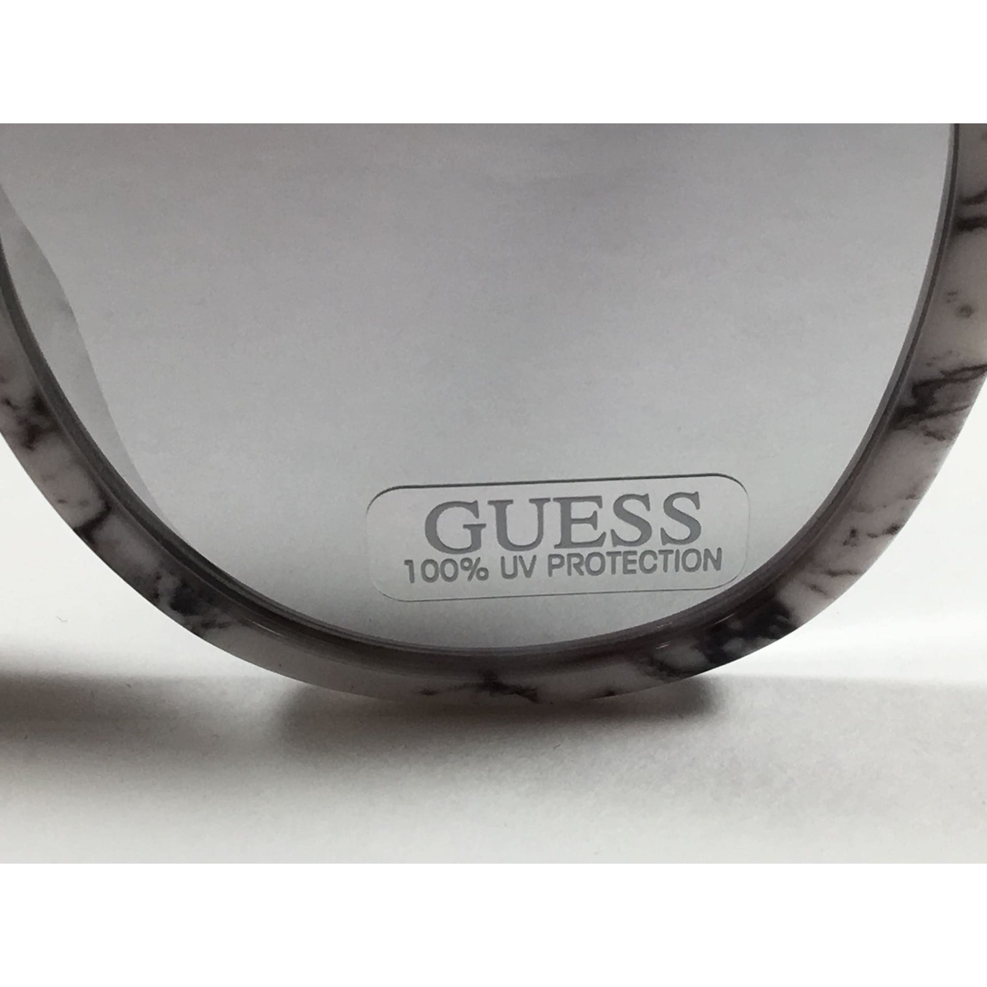 Guess Round Cat Eye Sunglasses Gf0304 56C Gold Metal Black White Marble Silver Mirror Lens - Sunglasses