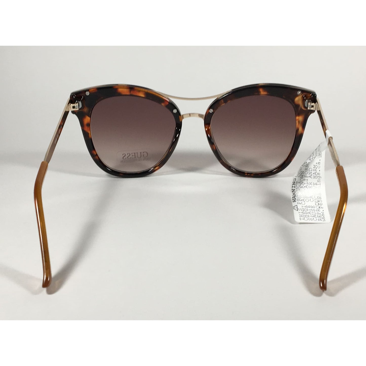 Guess Round Cat Eye Sunglasses Gold Brown Tortoise Frame Brown Gradient Lens GF0304 52G - Sunglasses