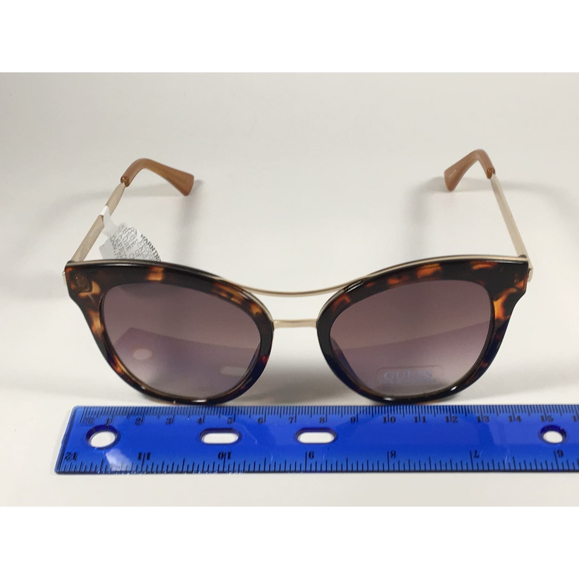 Guess Round Cat Eye Sunglasses Gold Brown Tortoise Frame Brown Gradient Lens GF0304 52G - Sunglasses