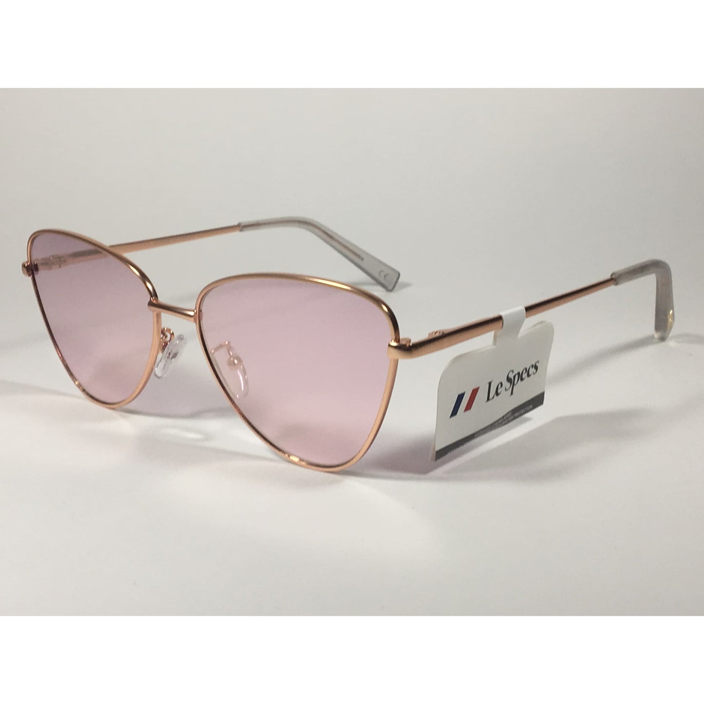 Le Specs Echo Butterfly Cat Sunglasses Matte Rose Gold Frame Pink Mirror Lens LSP1802171 - Sunglasses