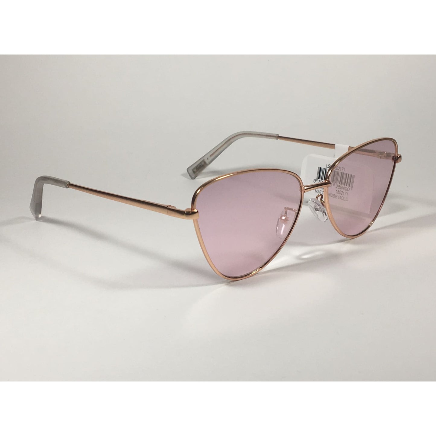 Le Specs Echo Butterfly Cat Sunglasses Matte Rose Gold Frame Pink Mirror Lens LSP1802171 - Sunglasses