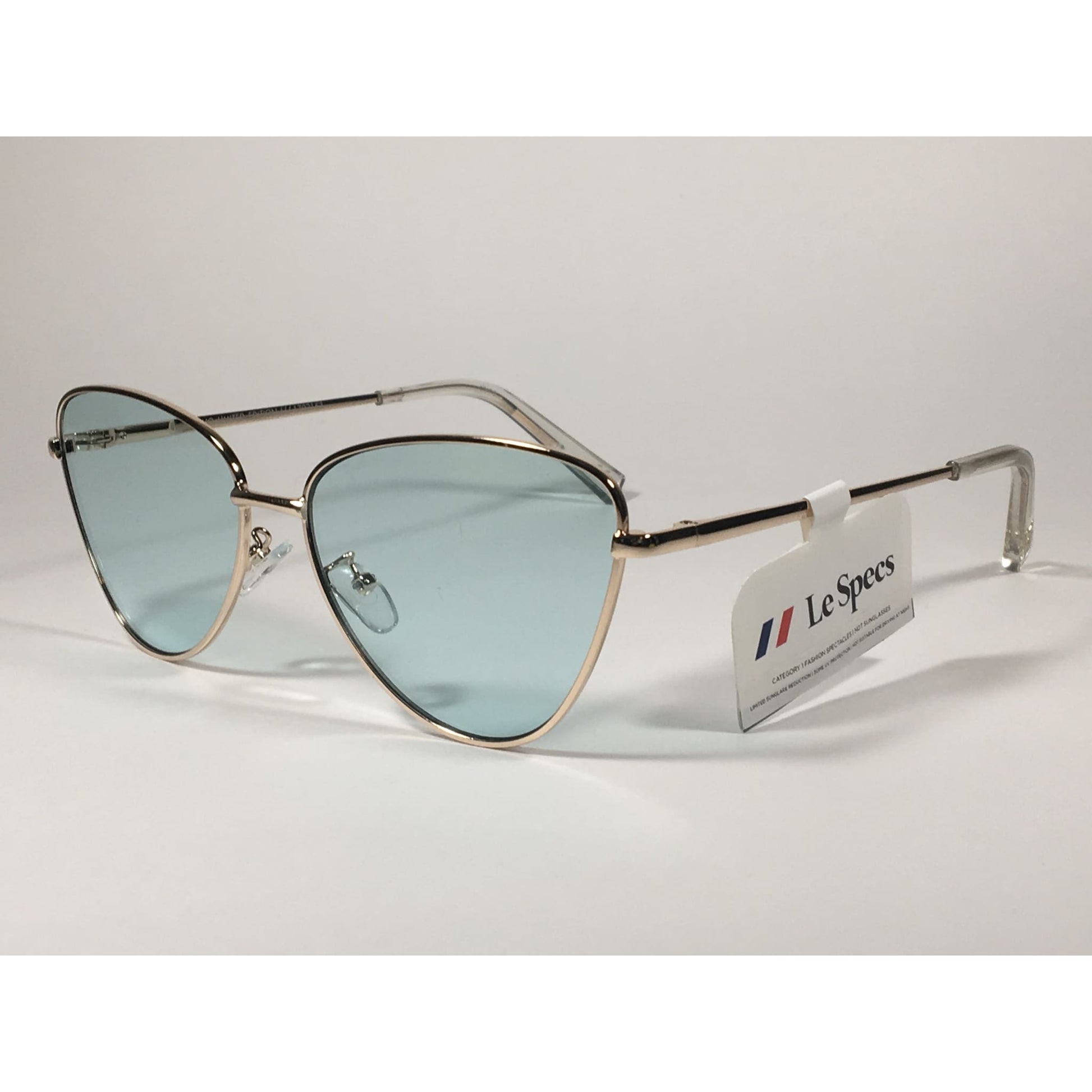 Le Specs Echo Limited Butterfly Cat Sunglasses Gold Frame Mint Blue Green Lens LSP1702153 - Sunglasses