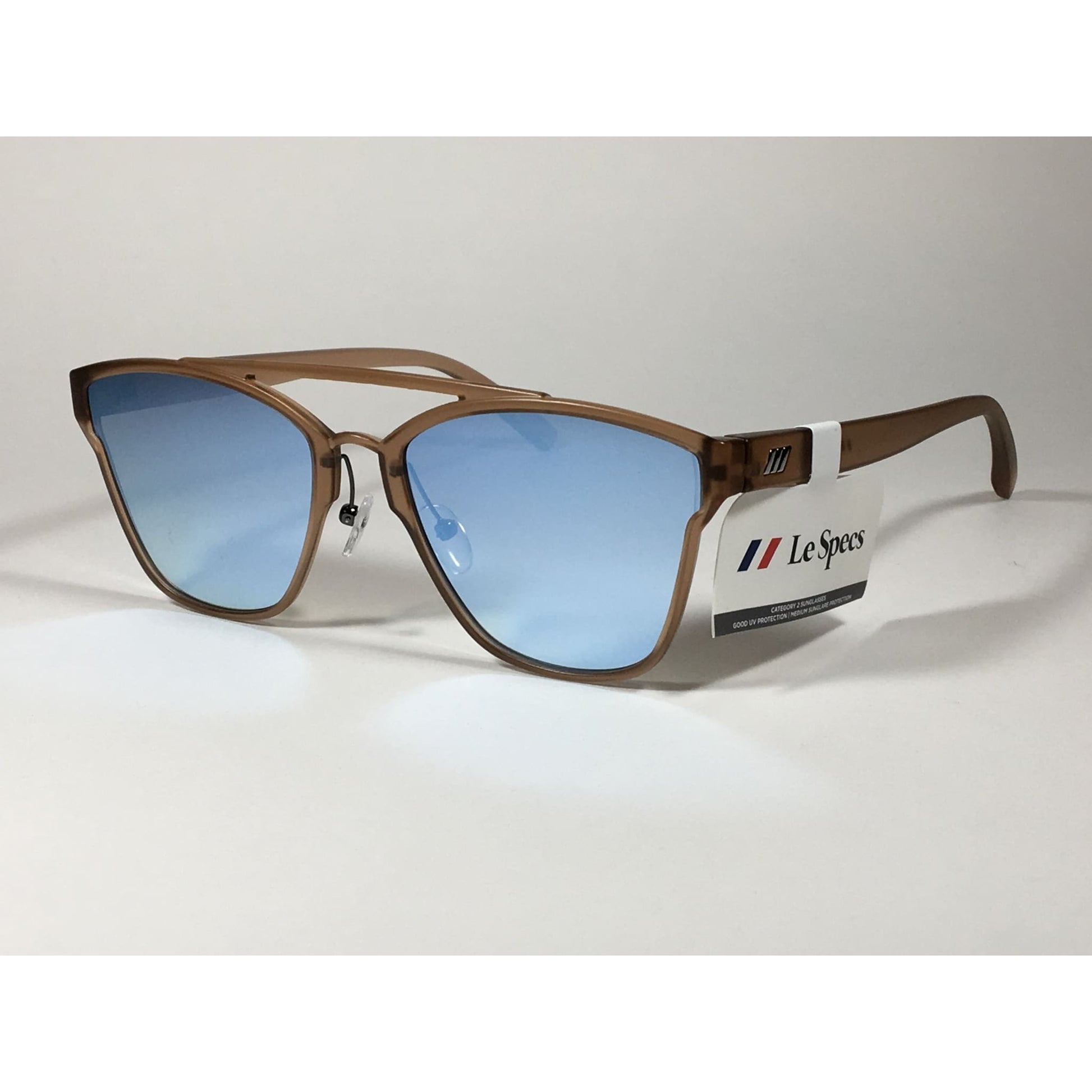 Le Specs Herstory Aviator Sunglasses Matte Ginger Frame Light Blue Mirror Lens LSP1802153 - Sunglasses