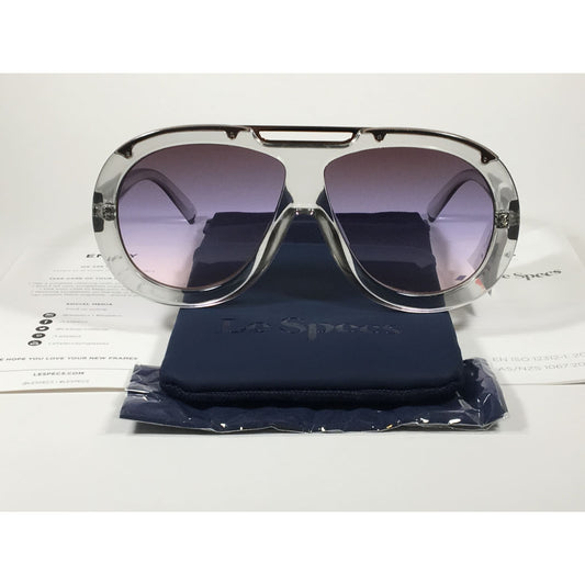 Le Specs Inferno Large Aviator Pilot Sunglasses Clear Crystal Shadow Purple Lens LSP1802401 - Sunglasses