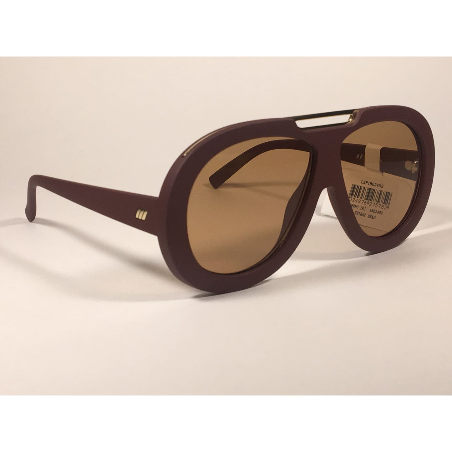 Le Specs LSP1802402 Inferno Large Aviator Pilot Sunglasses Dark Red Wine Shiraz Brown Lens - Sunglasses