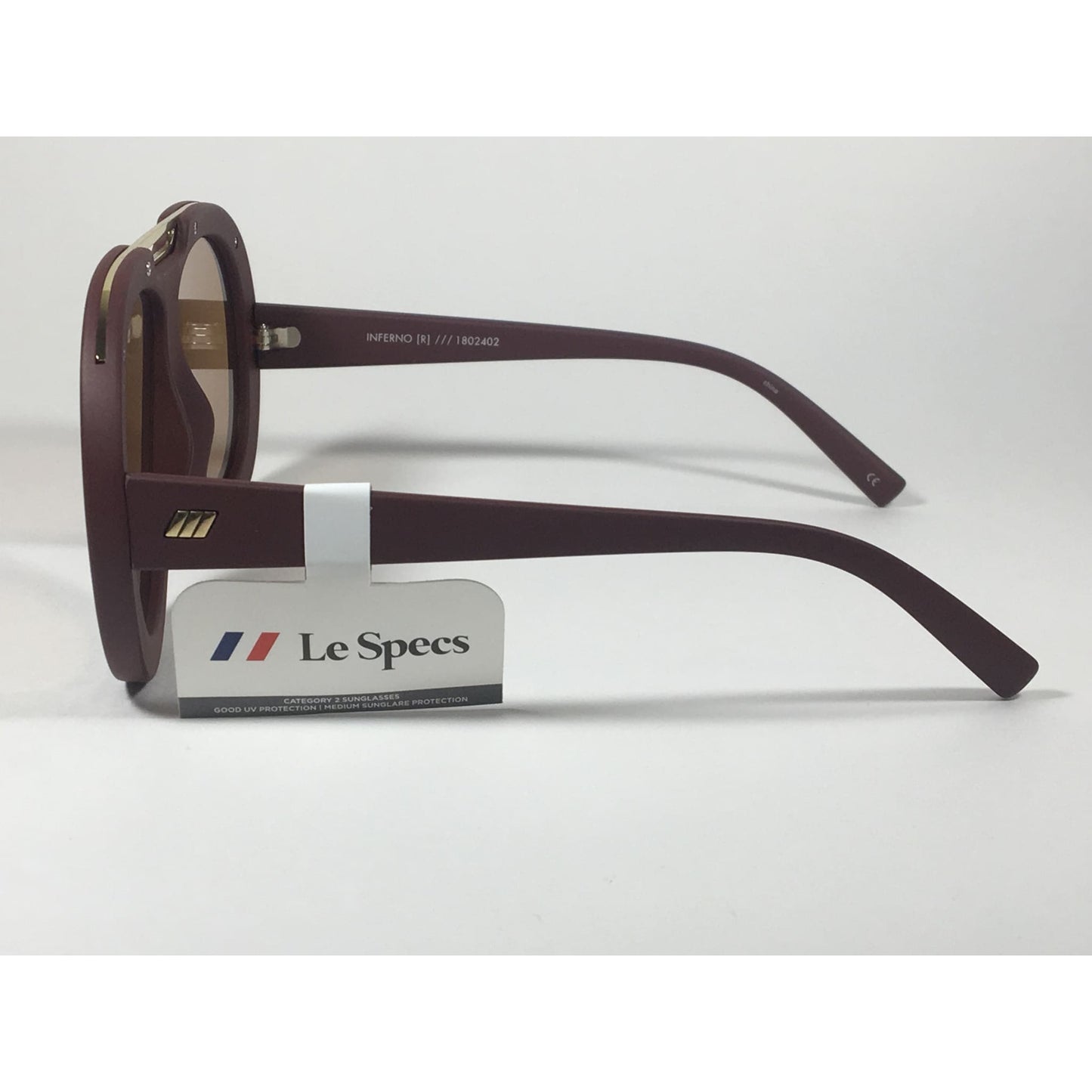 Le Specs LSP1802402 Inferno Large Aviator Pilot Sunglasses Dark Red Wine Shiraz Brown Lens - Sunglasses