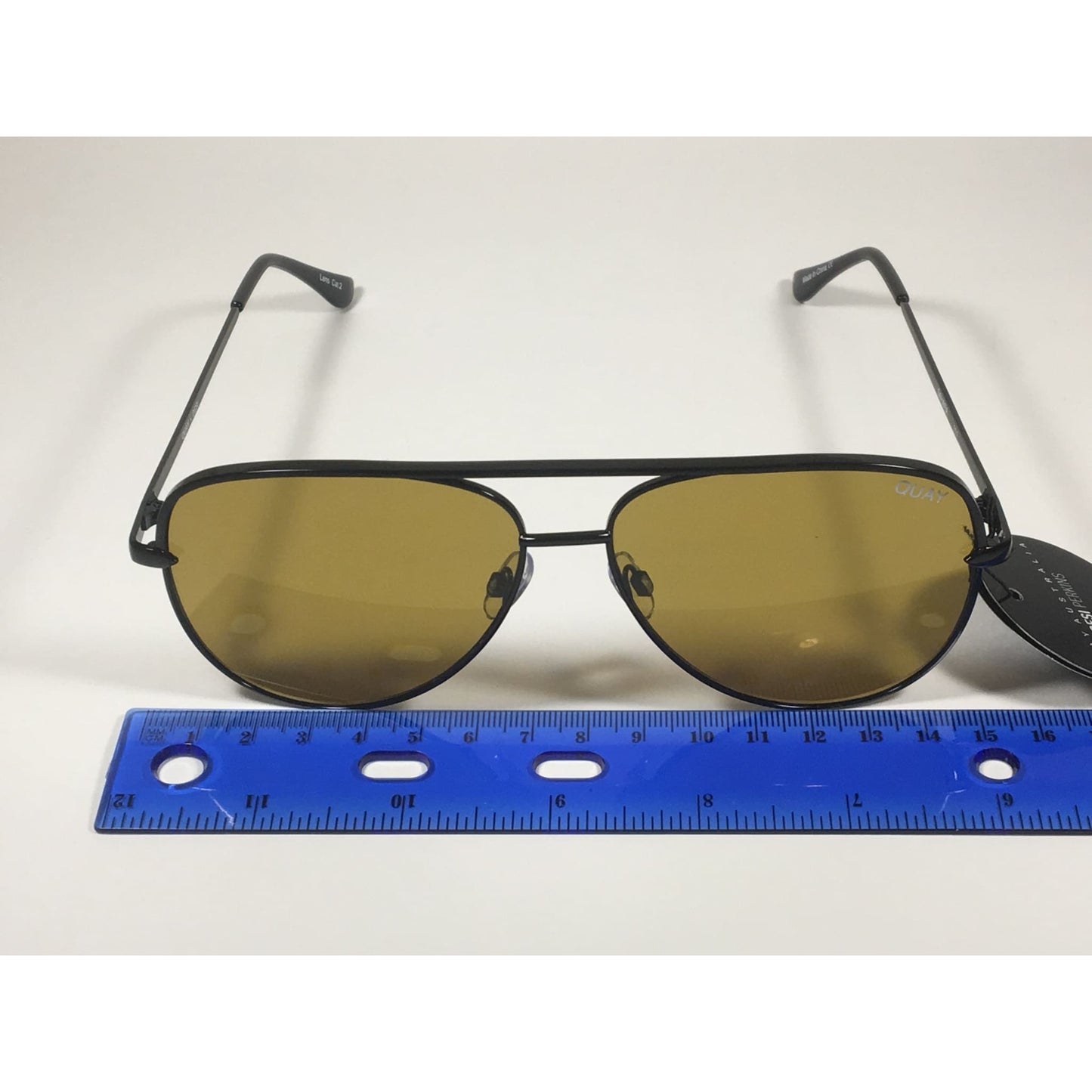 Quay Australia QW000174 BLK/OLV Sahara Desi Perkins Aviator Pilot Sunglasses Black Frame Olive Lens - Sunglasses