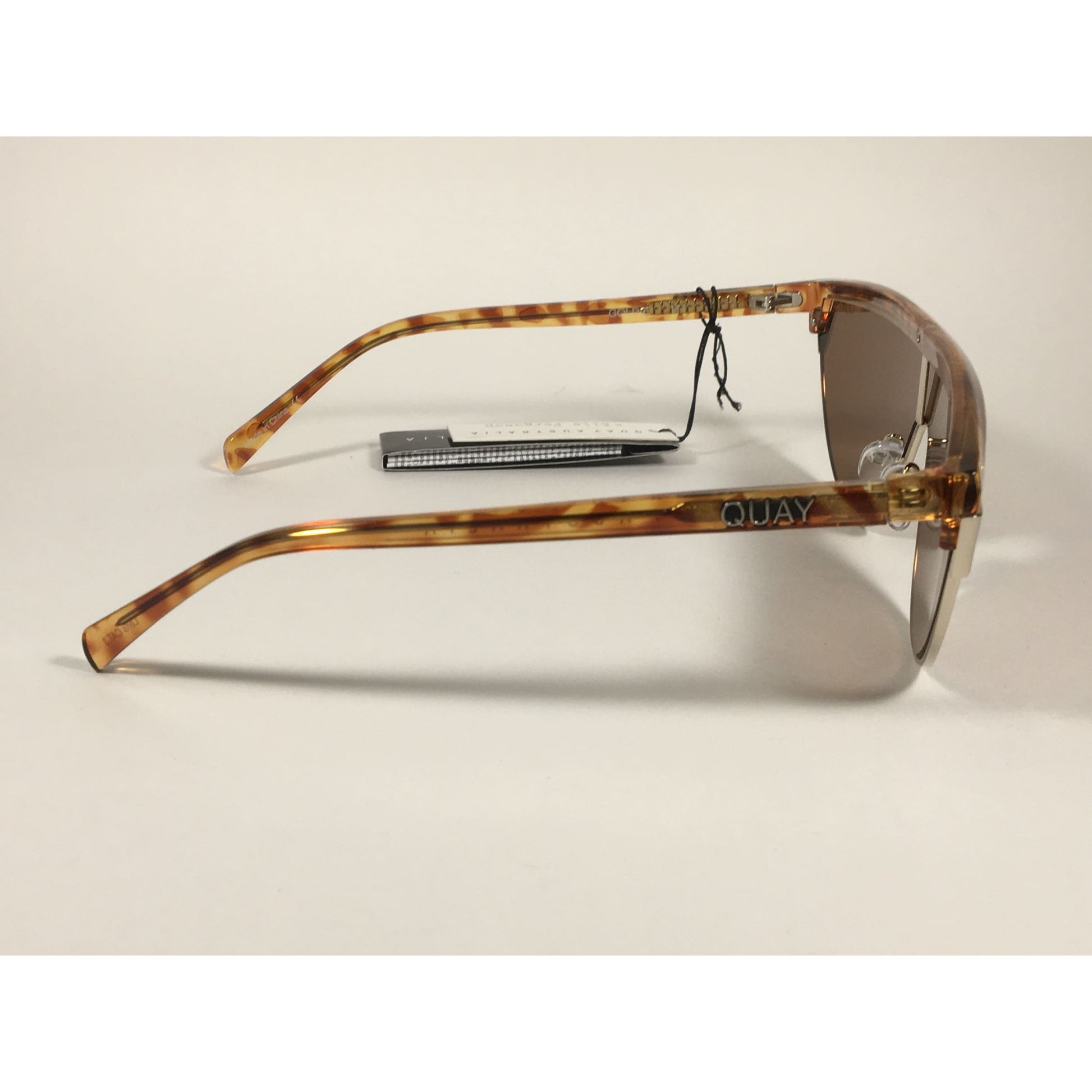 Quay Australia X Elle Ferguson Goldie Shield Sunglasses Light Brown Tortoise Brown Lens QW000400 - Sunglasses