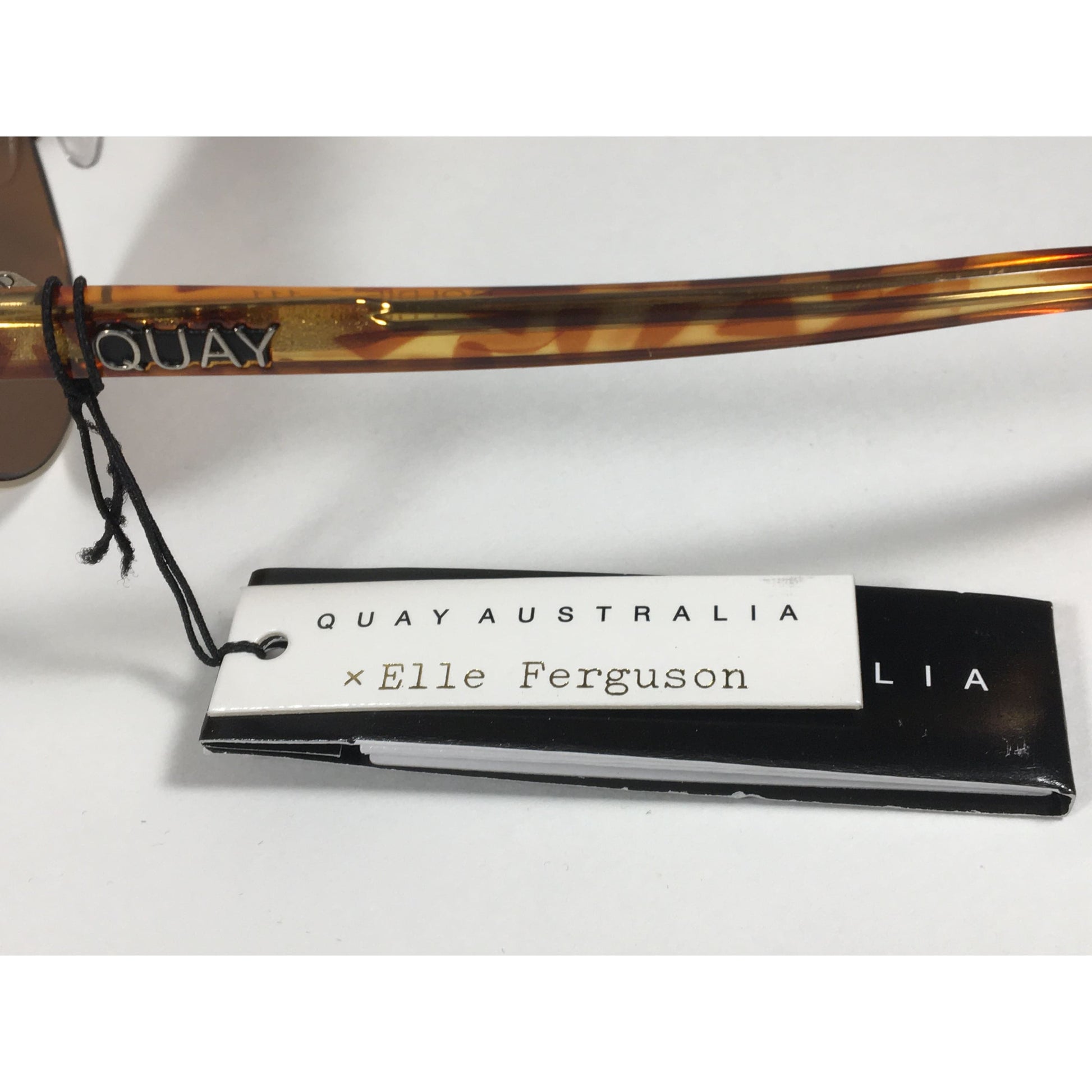 Quay Australia X Elle Ferguson Goldie Shield Sunglasses Light Brown Tortoise Brown Lens QW000400 - Sunglasses