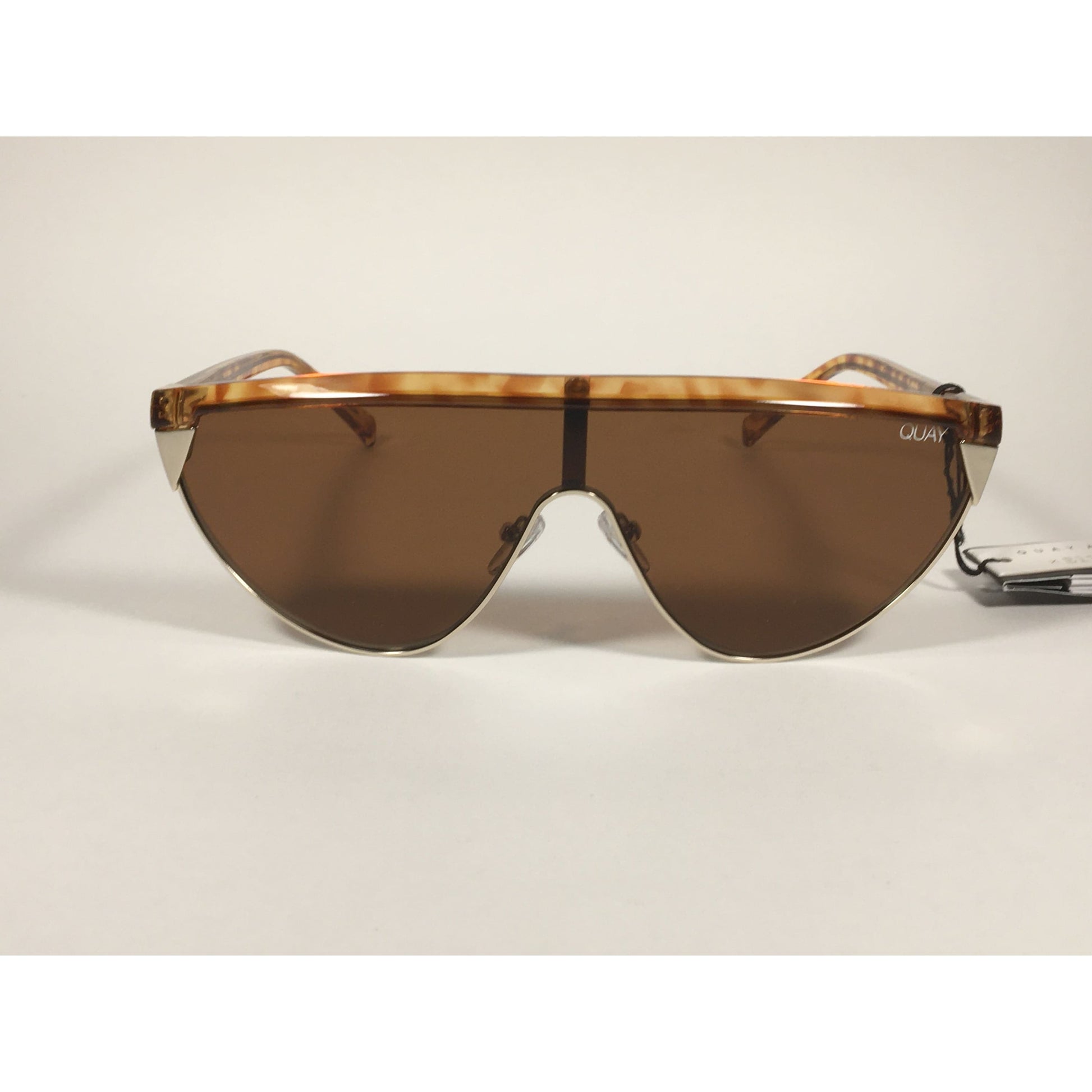 Quay Australia X Elle Ferguson Goldie Shield Sunglasses Light Brown Tortoise Brown Lens QW000400 - Sunglasses