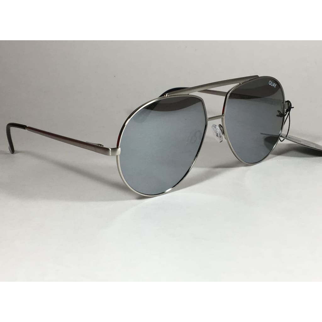 Quay Blaze Pilot Sunglasses Aviator Silver Gray Metal Silver Mirror Lens Qm000193 Slv/slv - Sunglasses