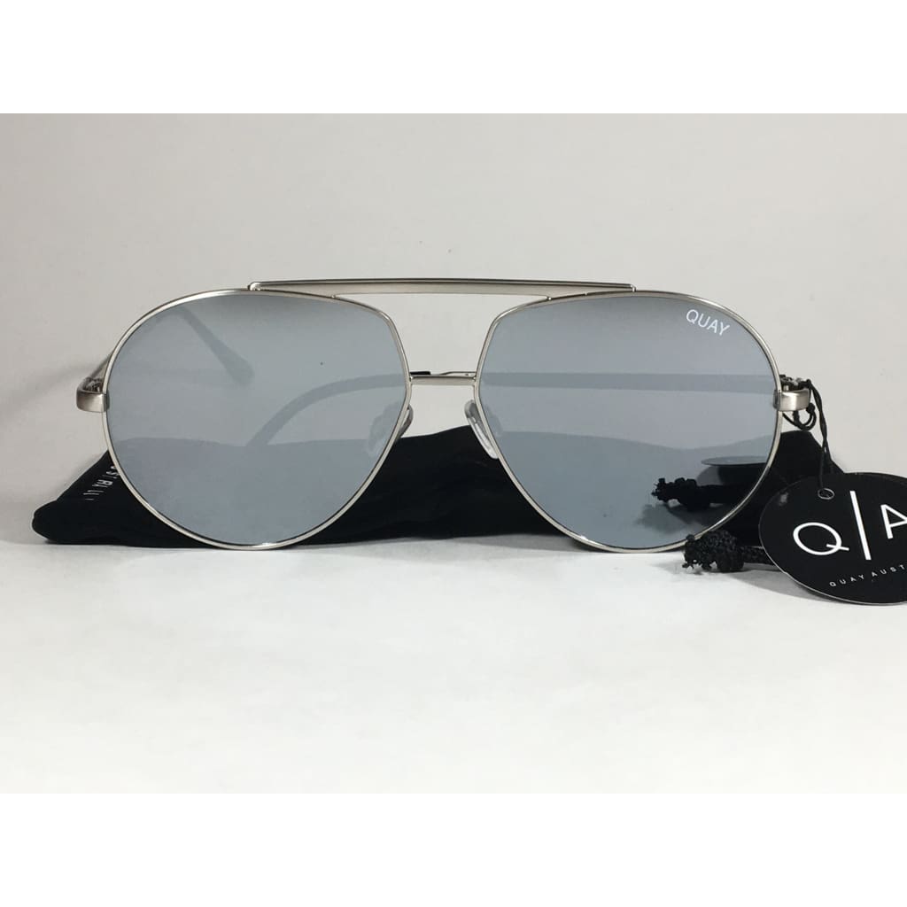 Quay Blaze Pilot Sunglasses Aviator Silver Gray Metal Silver Mirror Lens Qm000193 Slv/slv - Sunglasses