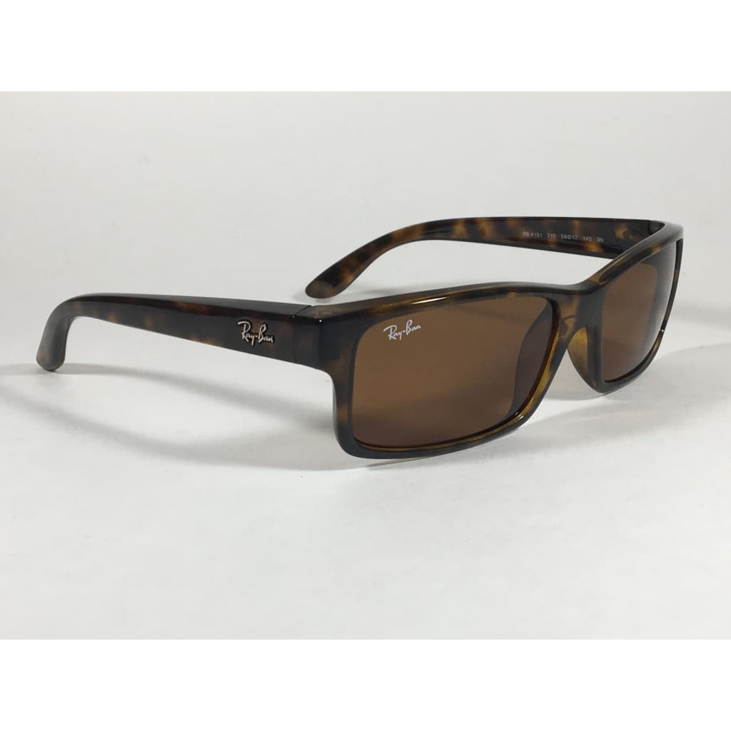 Ray-Ban Active Rectangle Sunglasses Brown Havana Tortoise Nylon Frame Brown Lens Rb4151 710 - Sunglasses