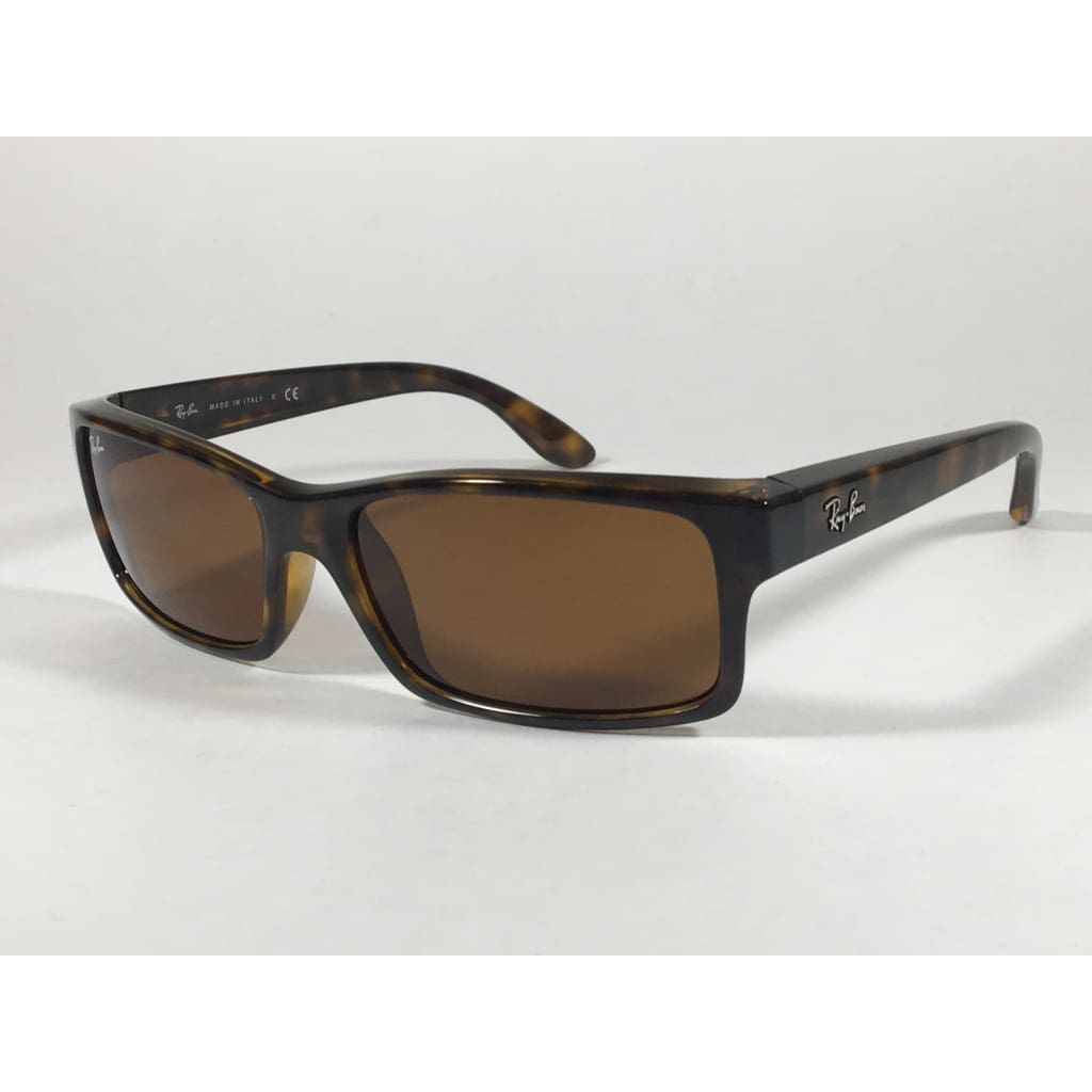 Ray-Ban Active Rectangle Sunglasses Brown Havana Tortoise Nylon Frame Brown Lens Rb4151 710 - Sunglasses