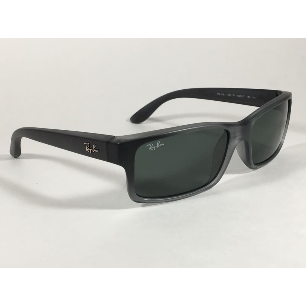 Ray-Ban Active Rectangle Sunglasses Gray Gradient Nylon Frame Green Lens Rb4151 893/71 - Sunglasses