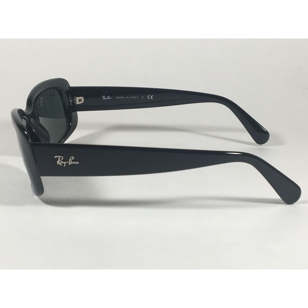 Ray-Ban Highstreet Sunglasses Flat Oval Black Gloss Frame Green Lens Rb4122 601/71 - Sunglasses