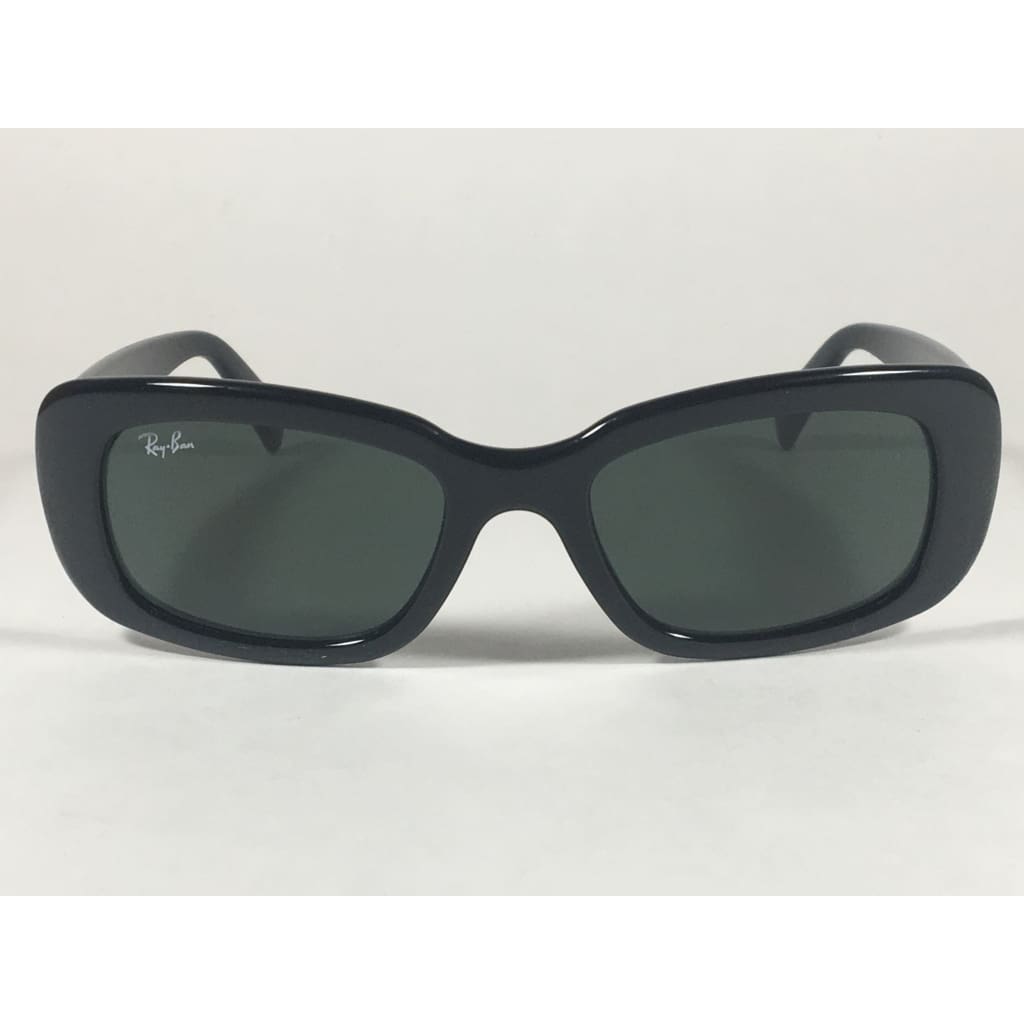 Ray-Ban Highstreet Sunglasses Flat Oval Black Gloss Frame Green Lens Rb4122 601/71 - Sunglasses