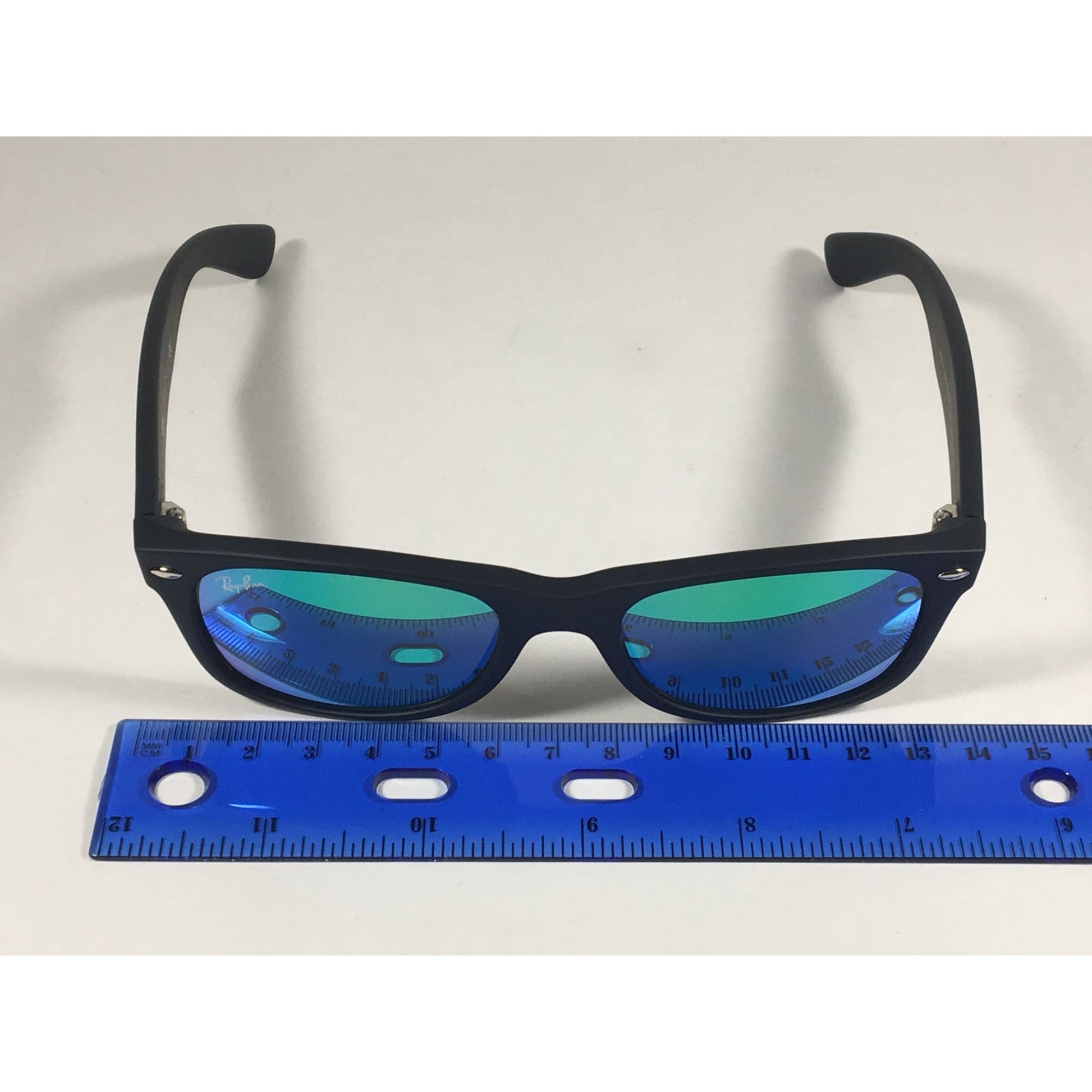 Ray-Ban New Wayfarer Sunglasses RB2132 622/19 Matte Black Green Aqua Flash Lens - Sunglasses