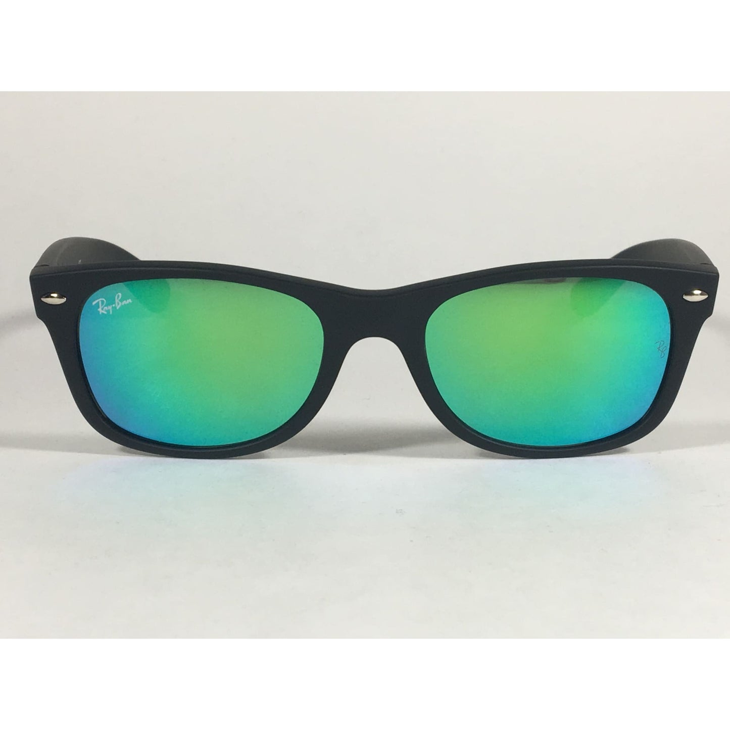 Ray-Ban New Wayfarer Sunglasses RB2132 622/19 Matte Black Green Aqua Flash Lens - Sunglasses